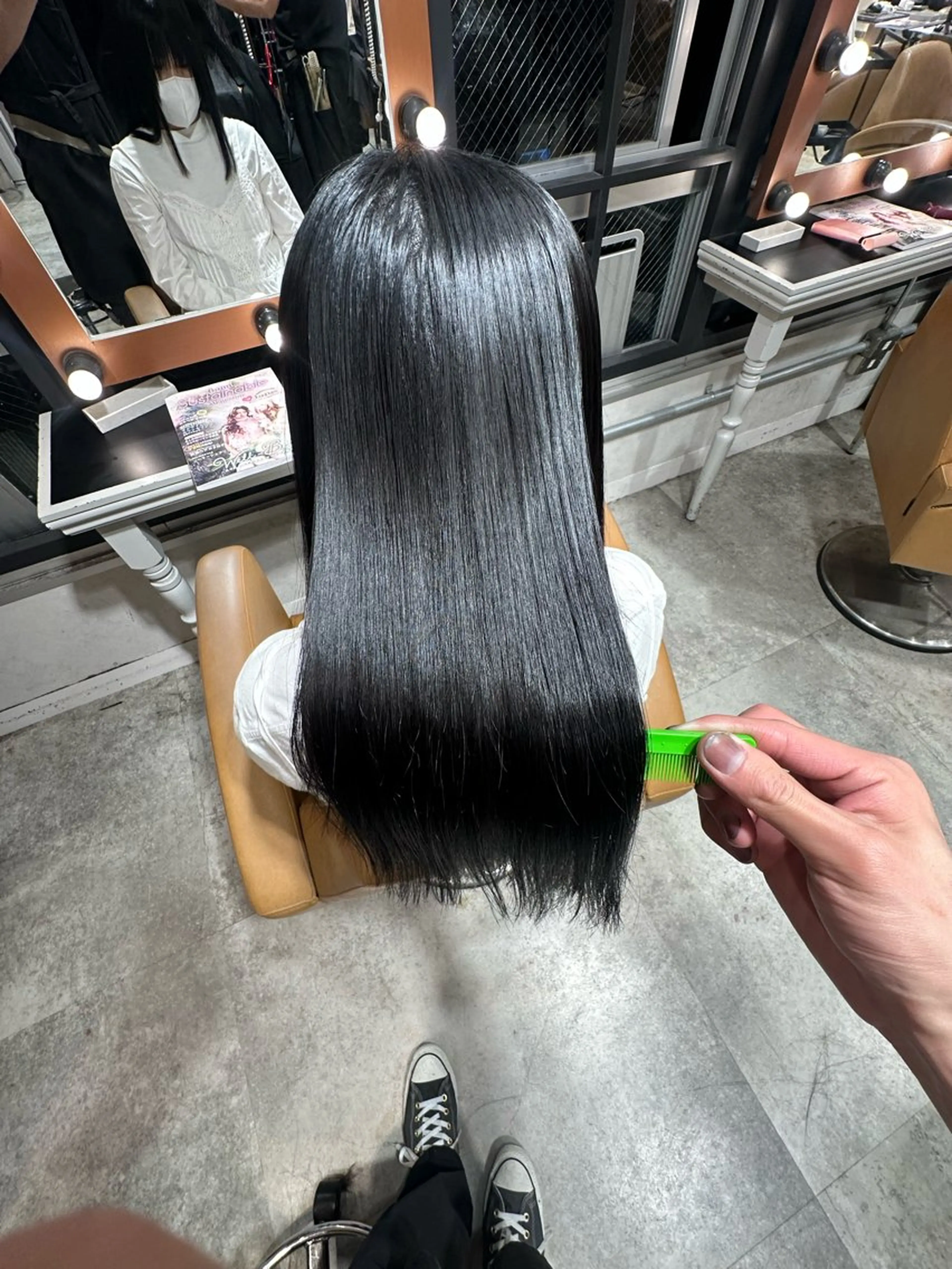 ロング カラー パーマ グレージュ 縮毛矯正 カット 縮毛矯正 💚銀座/ボブ /縮毛矯正/芦川💚のヘアスタイル