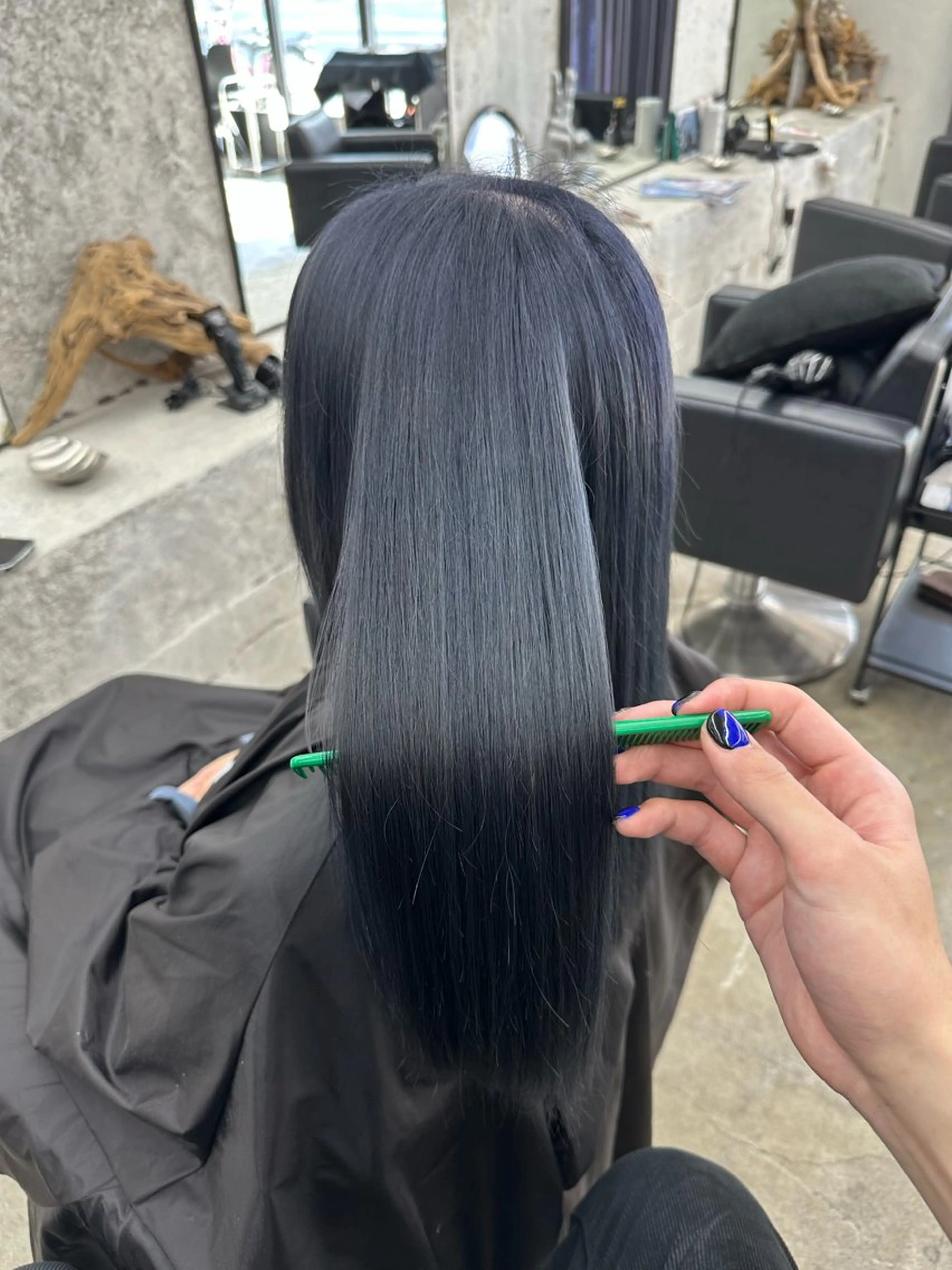 ロング カラー ブルーカラー ネイビーカラー 🪐LANDS🪐 福垣 海也のヘアスタイル