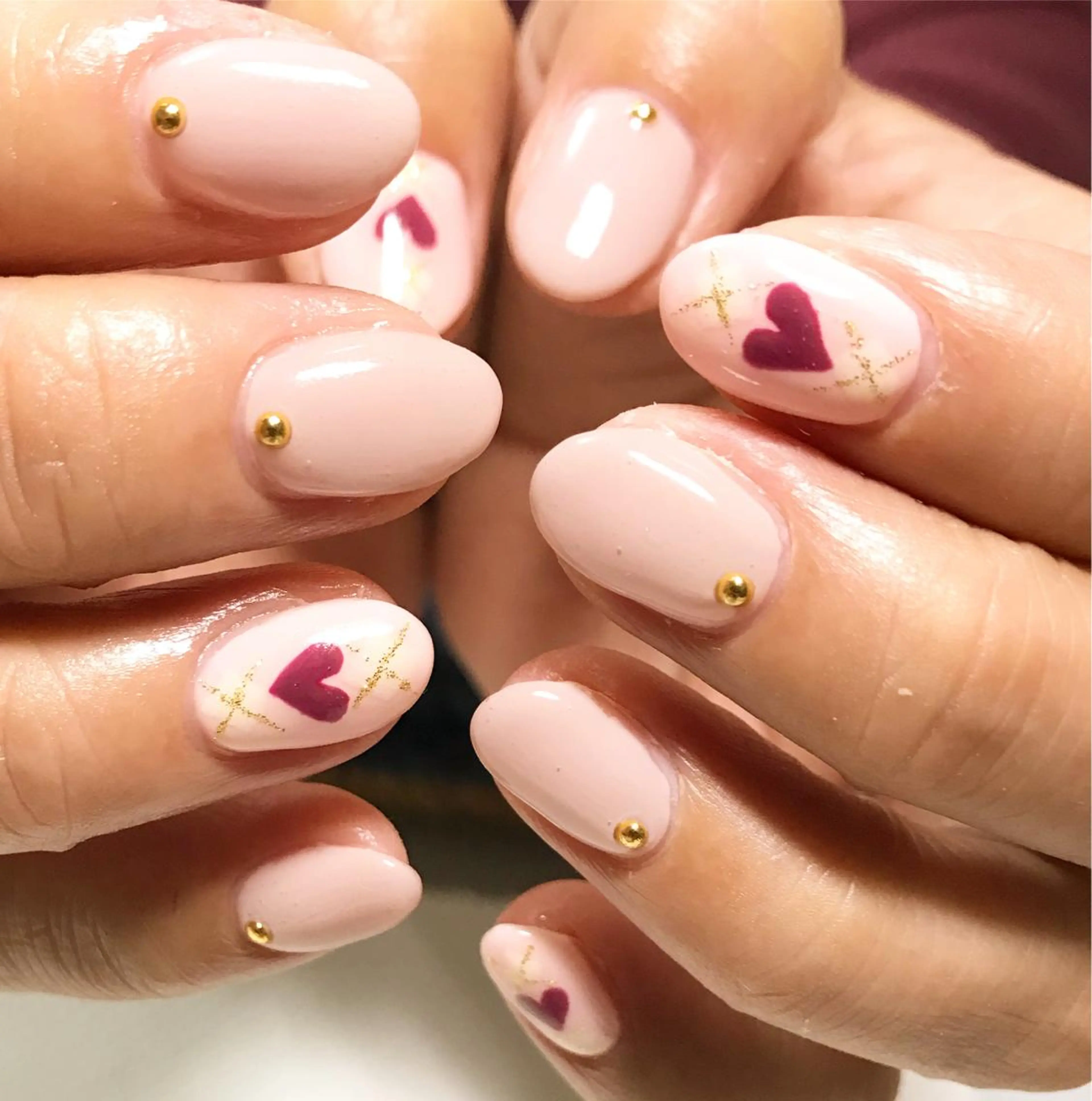 ネイル フットネイル ハート ピンク シンプルネイル 春ネイル nail fufla ♡yamane♡のネイルデザイン