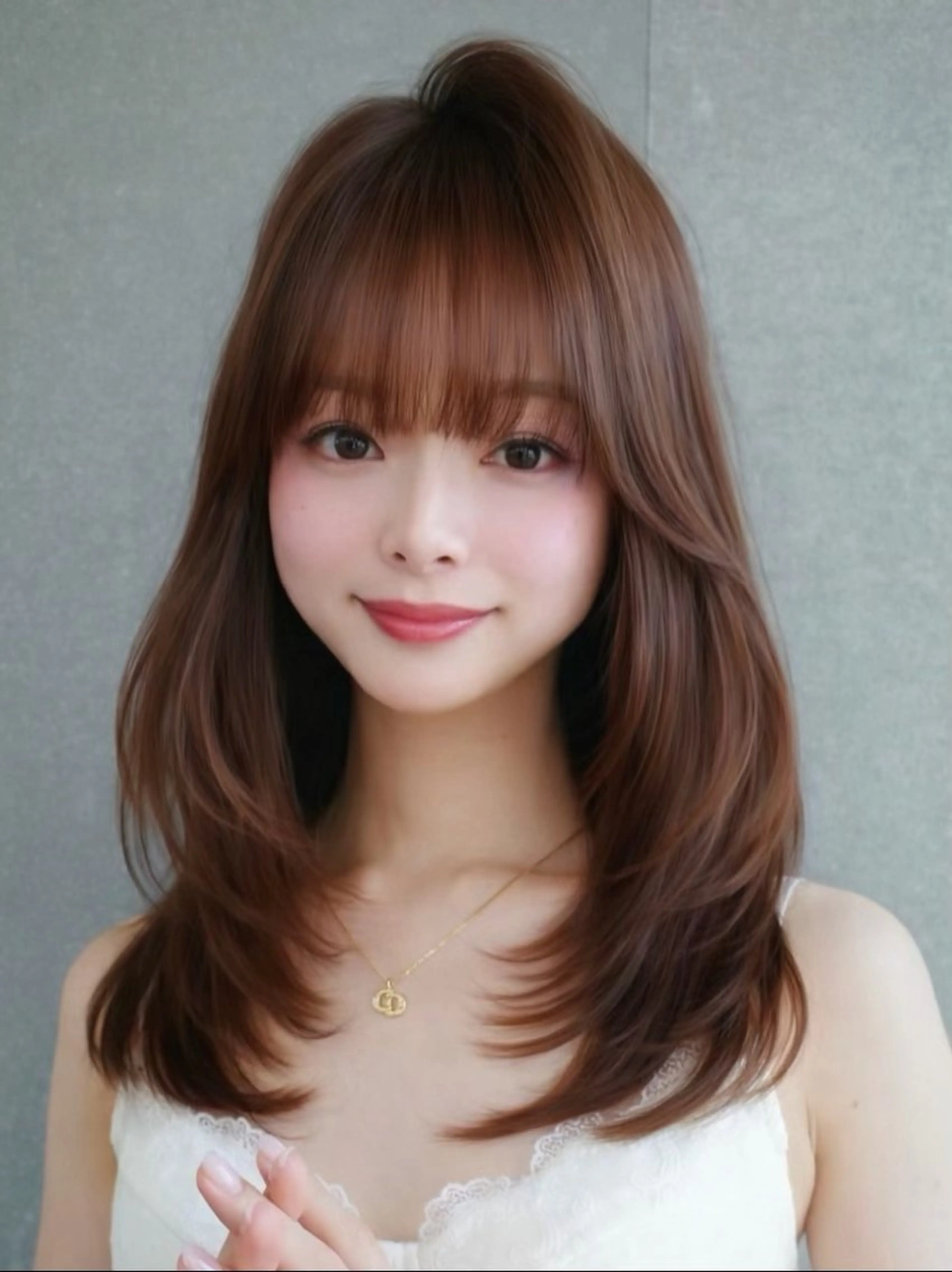 ミディアム カラー ヘアアレンジ ベージュカラー ブリーチ 透明感カラー ブリーチなしカラー 髪質改善 【博多髪質改善】 吉村 清志のヘアスタイル