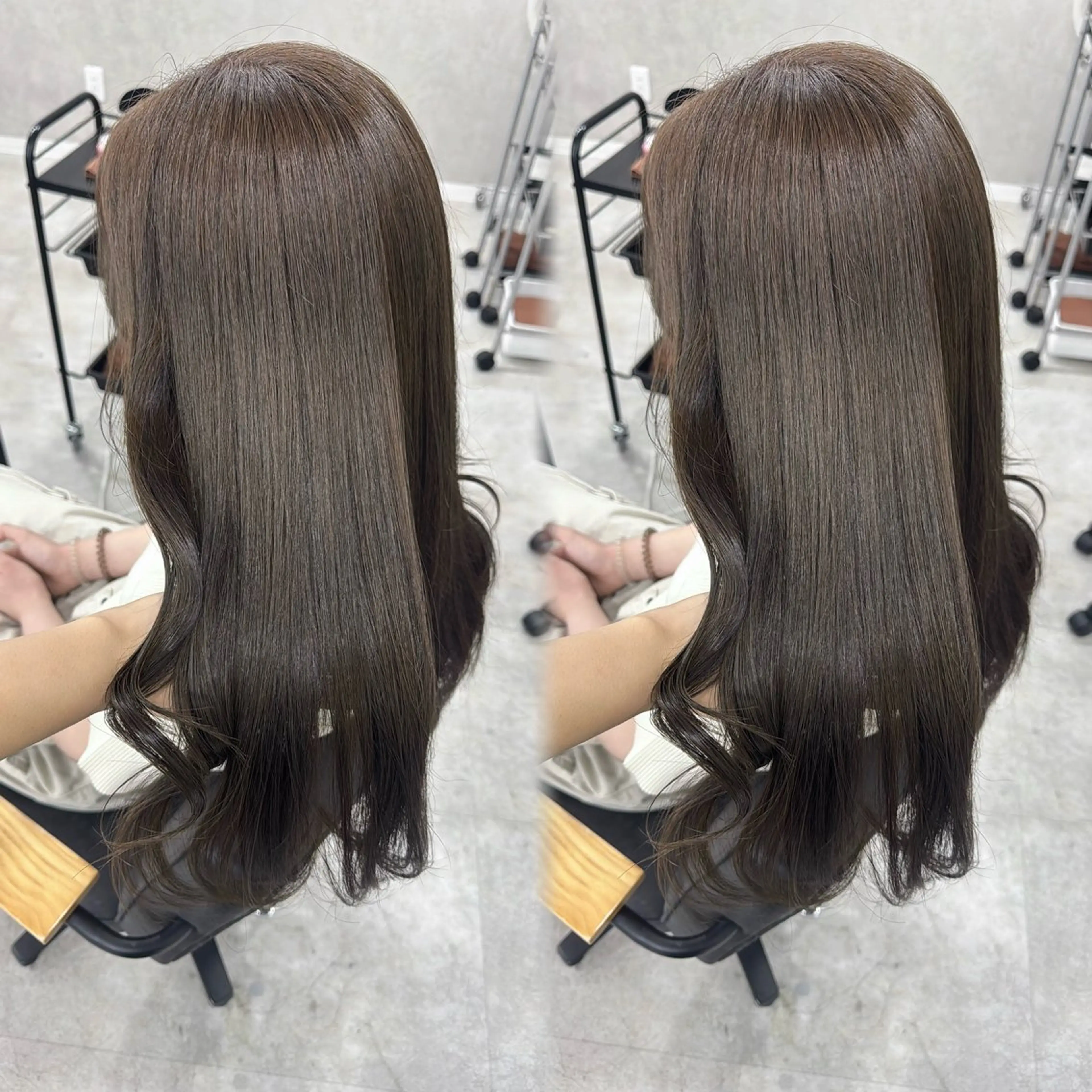 ロング カラー アッシュ アッシュブラウン ベージュカラー 黒髪 ブリーチ カット ヘアカラー トリートメント 赤み無し柔らかカラー 【梅田】madokaのヘアスタイル