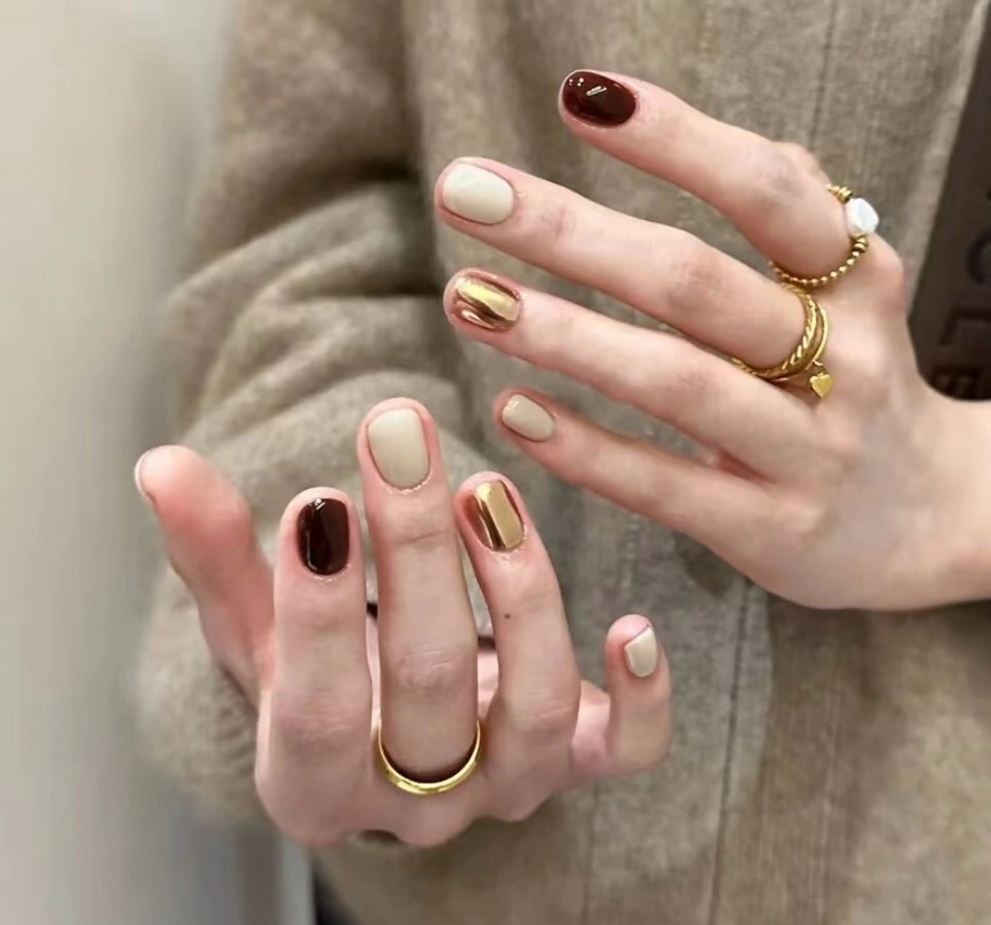 ネイル アートネイル カジュアル ミラーネイル シンプルネイル ハンドネイル 大森Maylie Nailのネイルデザイン
