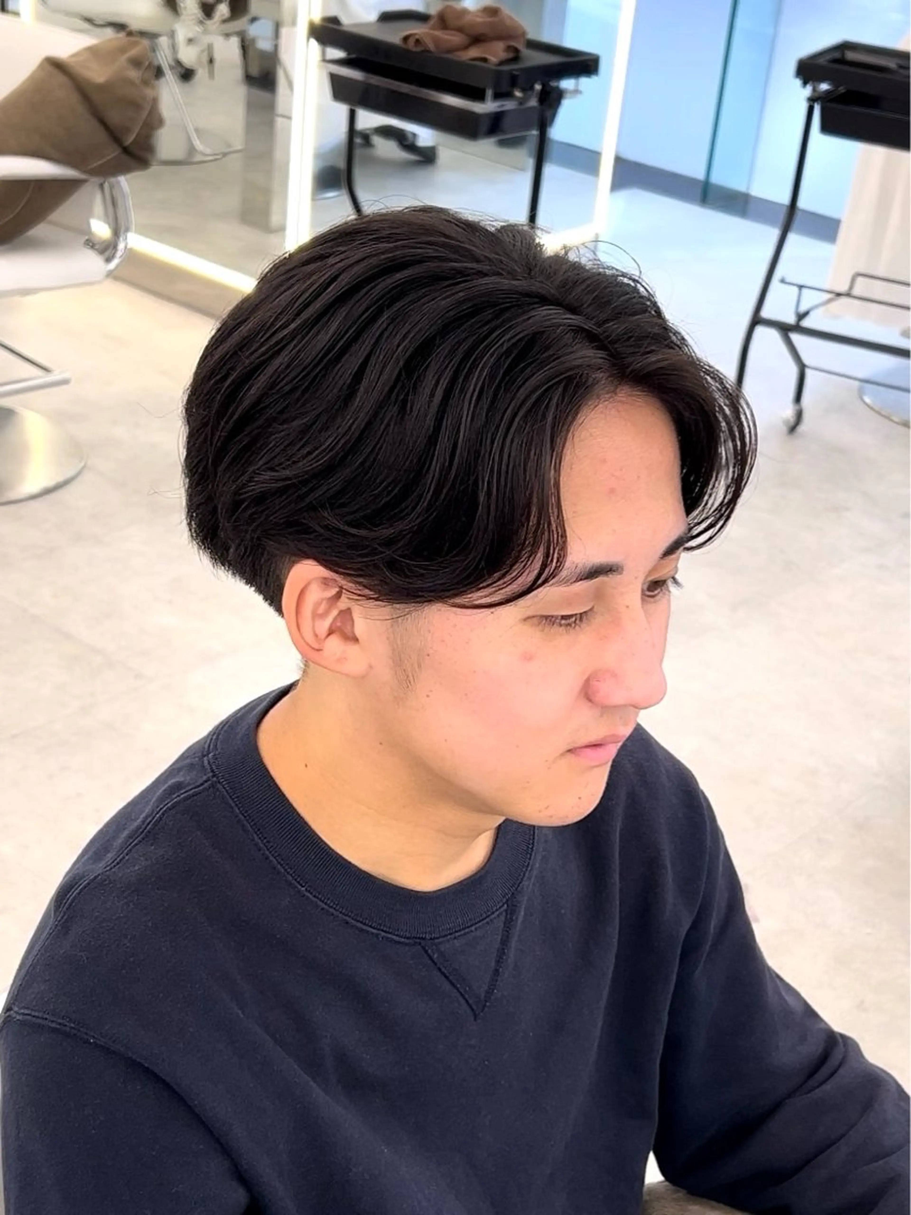 ショート パーマ メンズ メンズパーマ ニュアンスパーマ カット パーマ トリートメント 透明感ハイトーン特化 /ケアブリーチ/莉駒のヘアスタイル