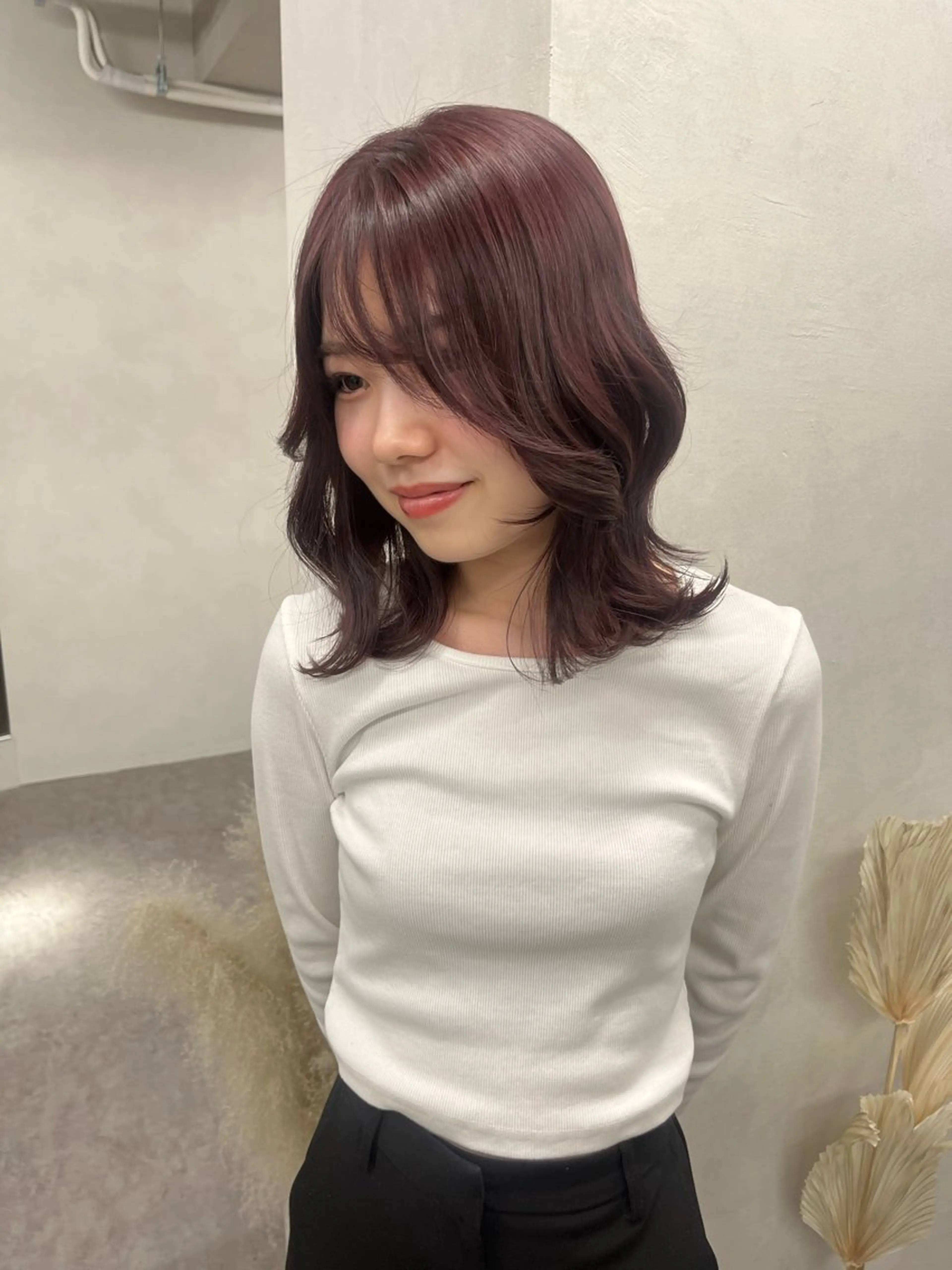 ミディアム カラー レッドカラー カットモデル募集中 Yui🎀✨のヘアスタイル