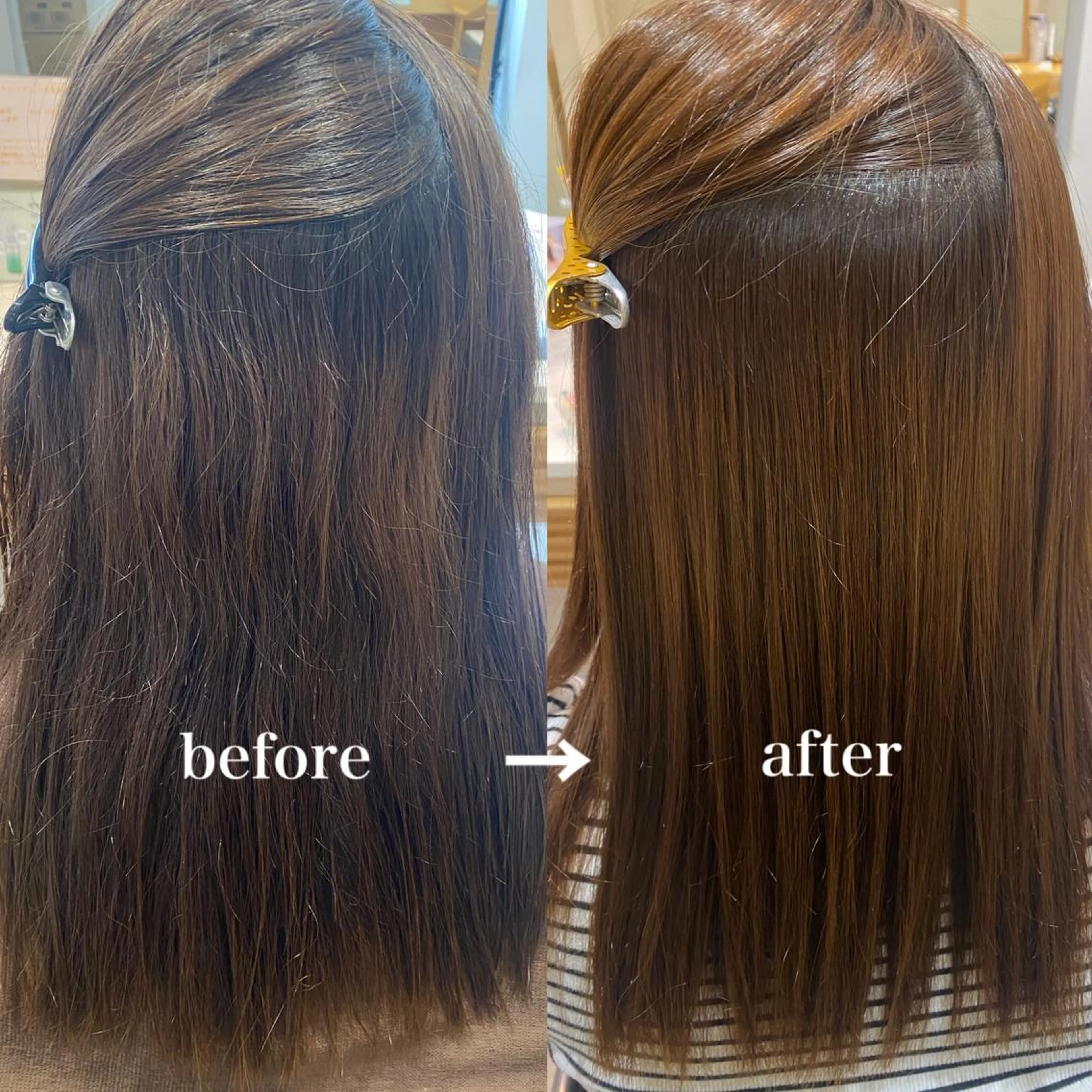 セミロング 縮毛矯正 岡本 梨沙のヘアスタイル