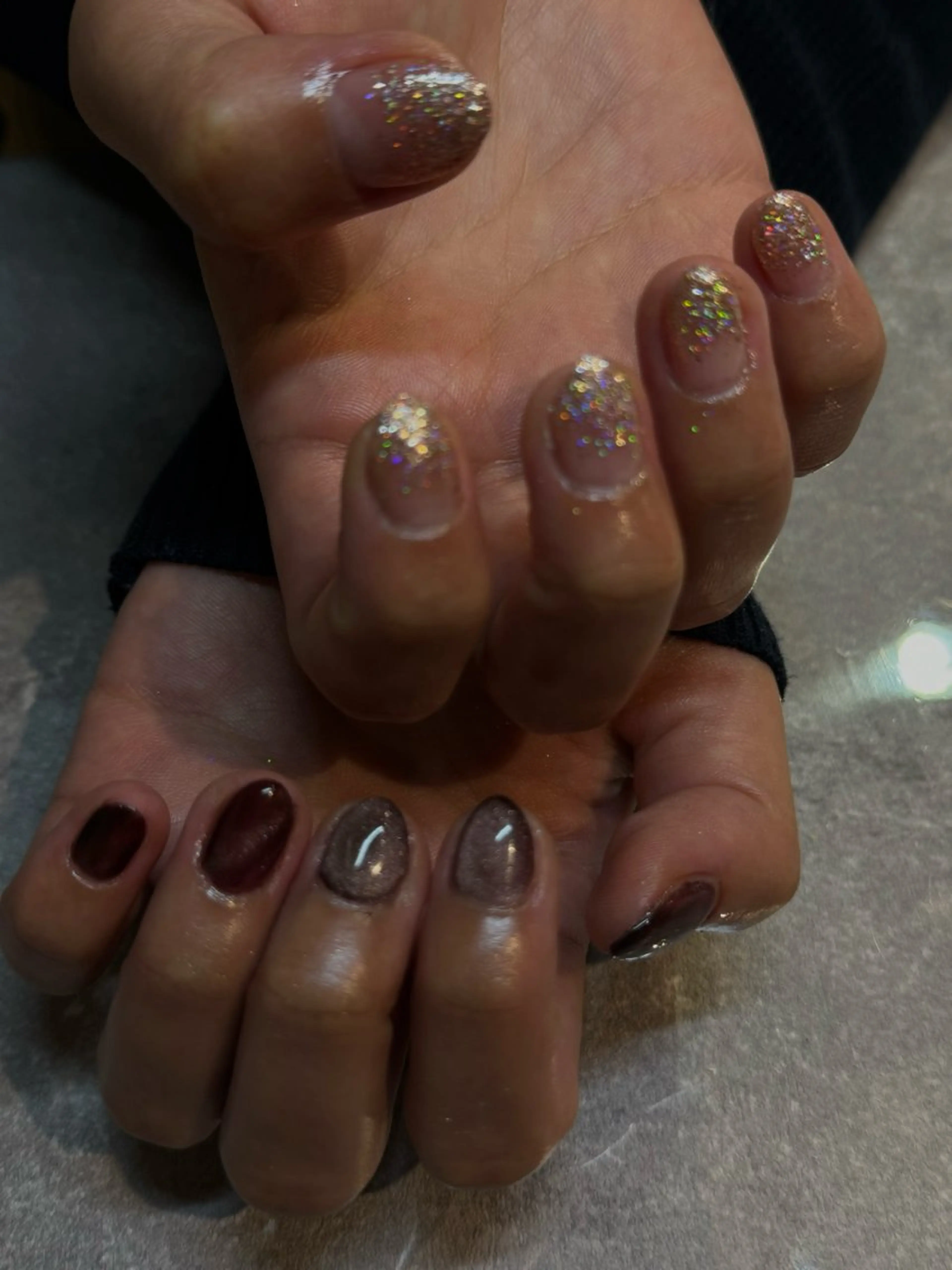 ネイル ラメ(グリッター) ラメグラデーション マグネットネイル Natsumi💎 堺筋本町ネイルサロンのネイルデザイン