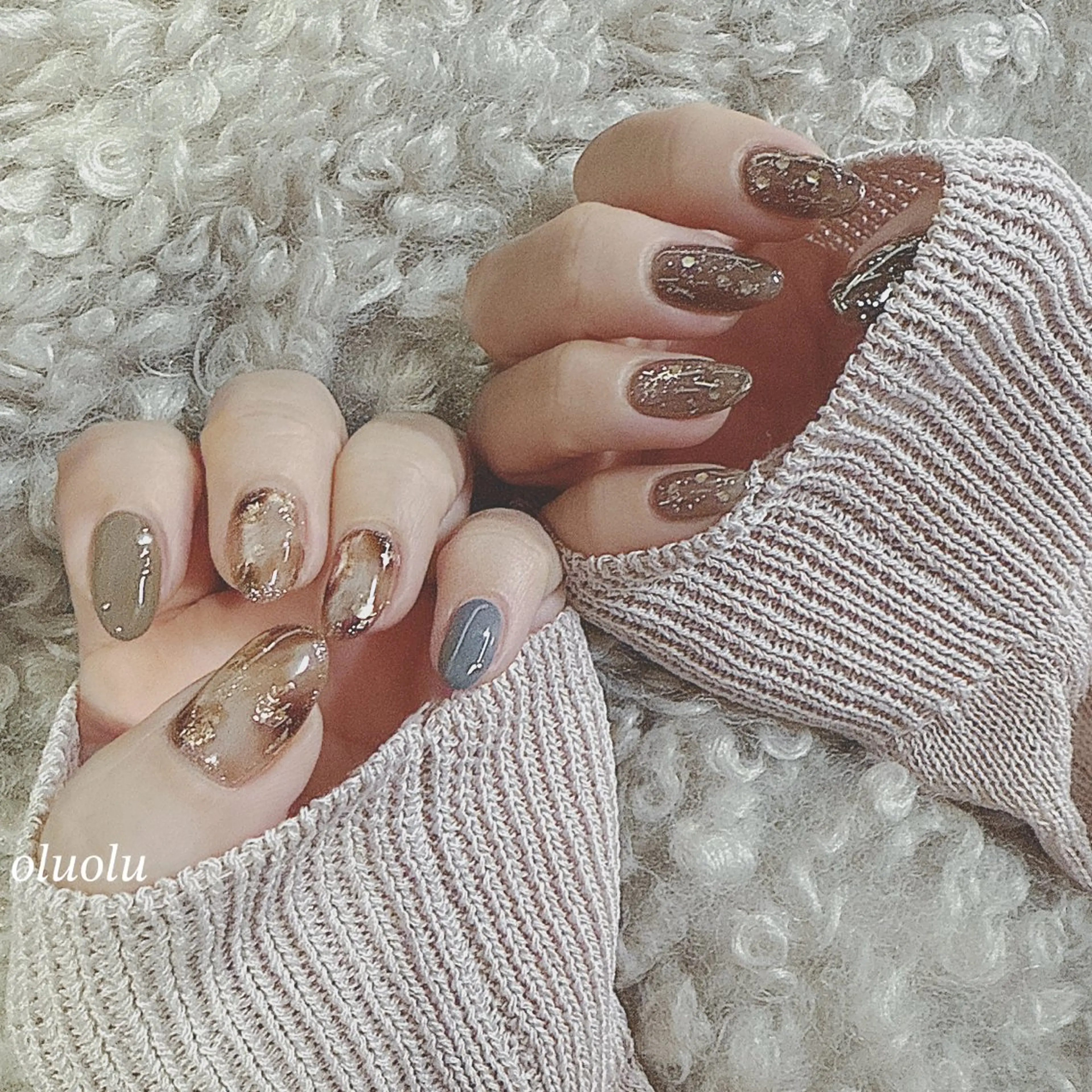 ネイル アートネイル べっ甲ネイル マグネットネイル ニュアンスネイル ハンドネイル 大村 紬華のネイルデザイン