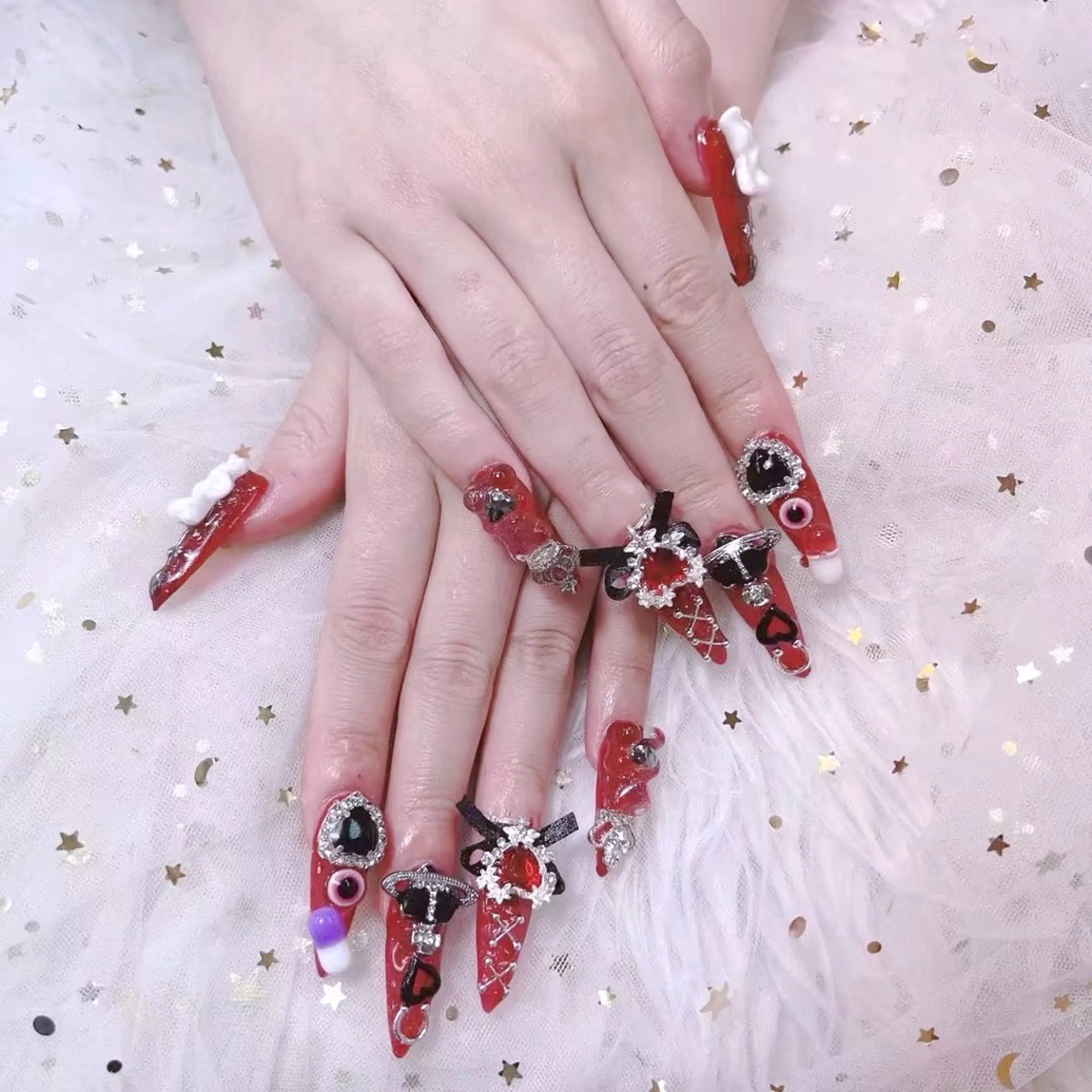 ネイル ハート 韓国ネイル 夏ネイル ワンホンネイル ハンドネイル Melody Nail所属・Melody 3D/スカルプ専門店のネイルデザイン