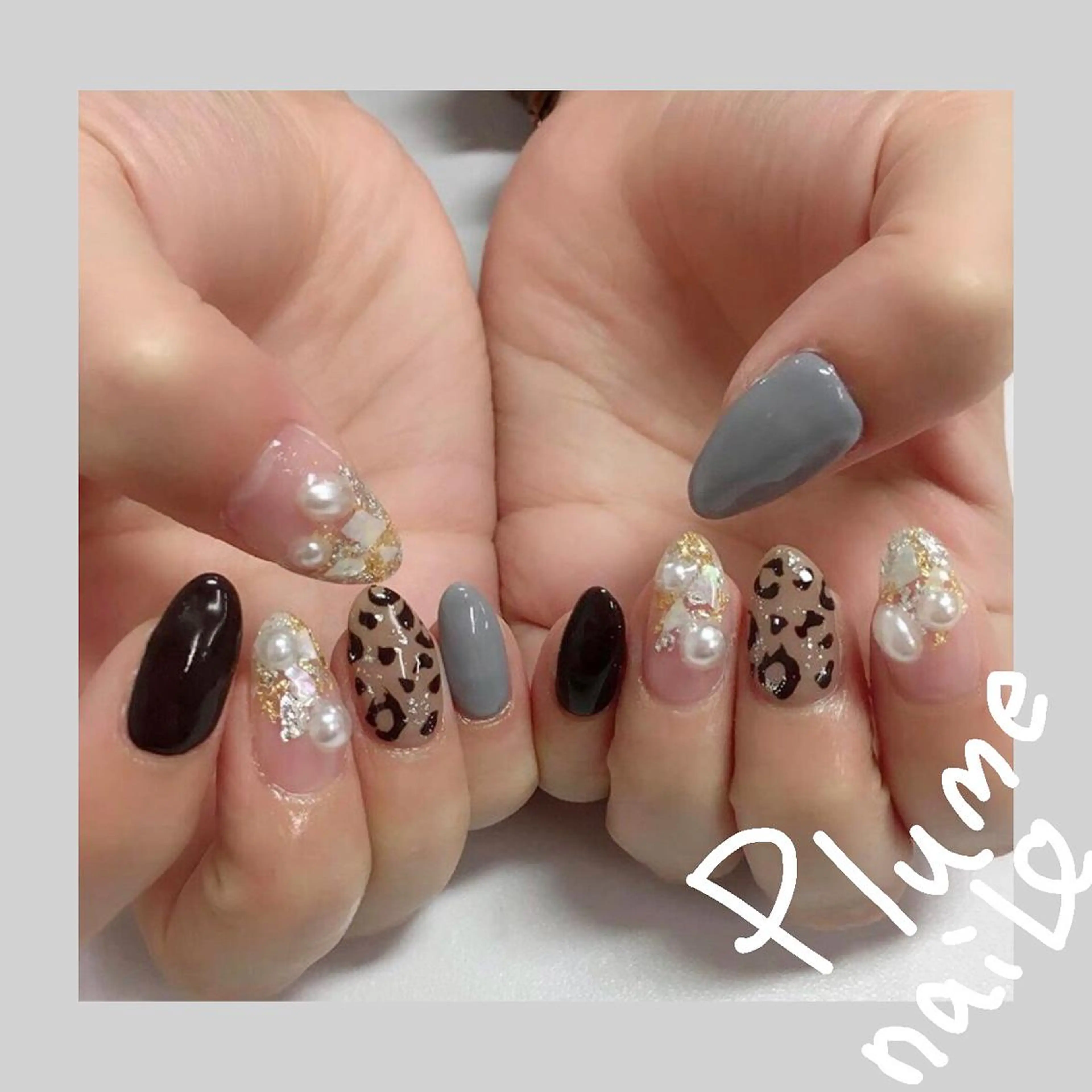 ネイル アニマル柄 アートネイル キラキラネイル 韓国ネイル ラメ(グリッター) plume nail ☆韓国ネイルのネイルデザイン