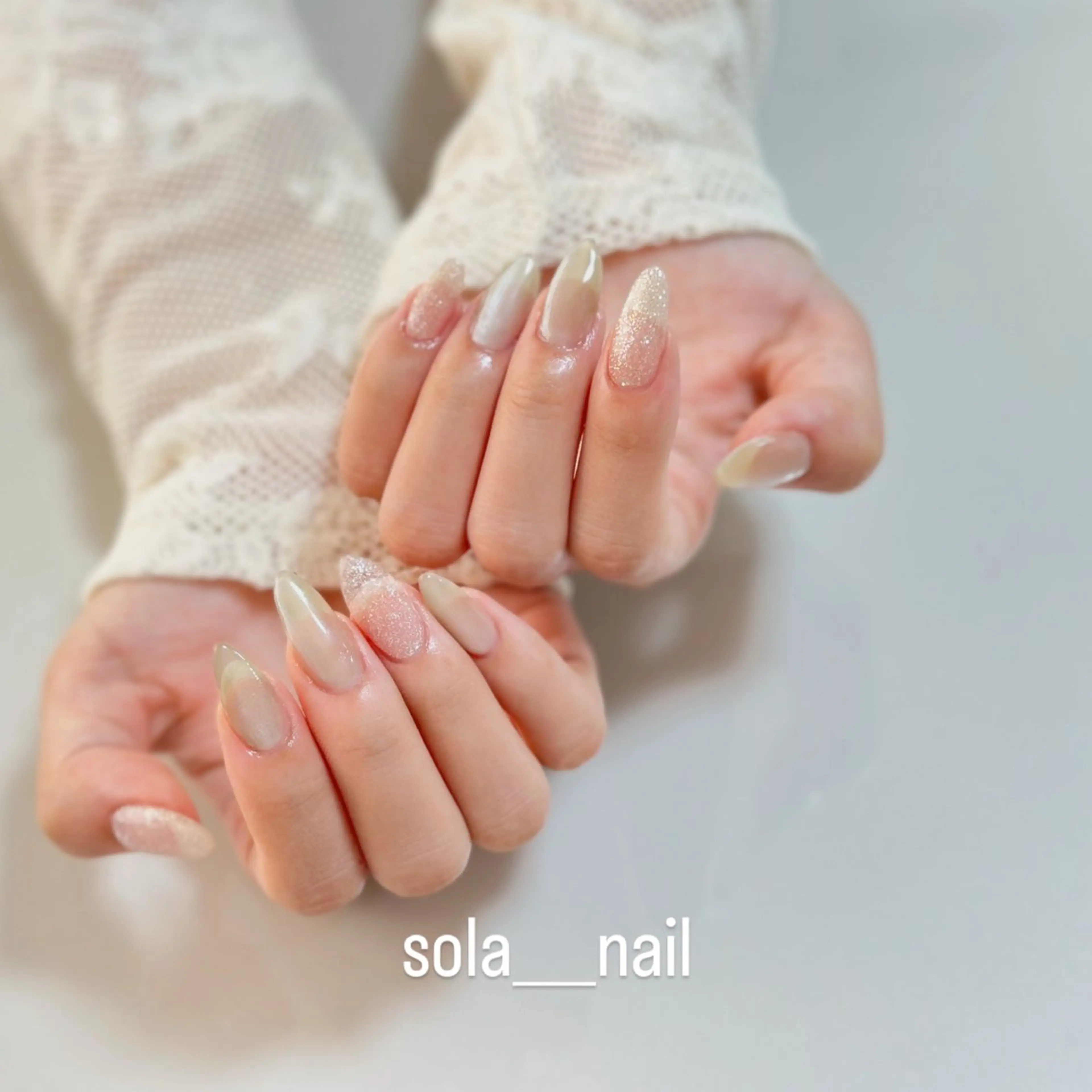 ネイル グラデーション ラメ(グリッター) シンプルネイル sola nailのネイルデザイン