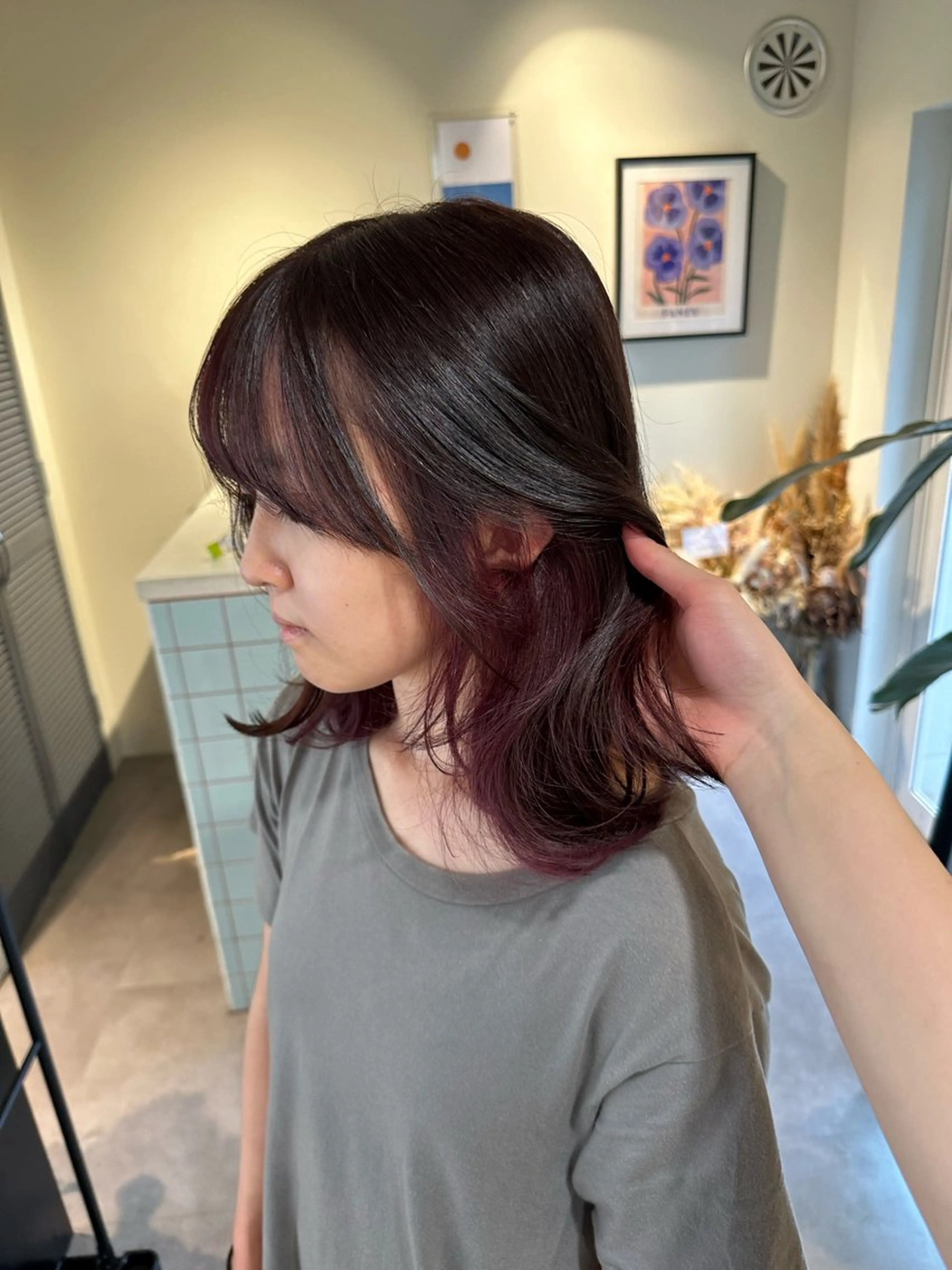 ミディアム カラー ヘアカラー HANAME 原宿美容室のヘアスタイル