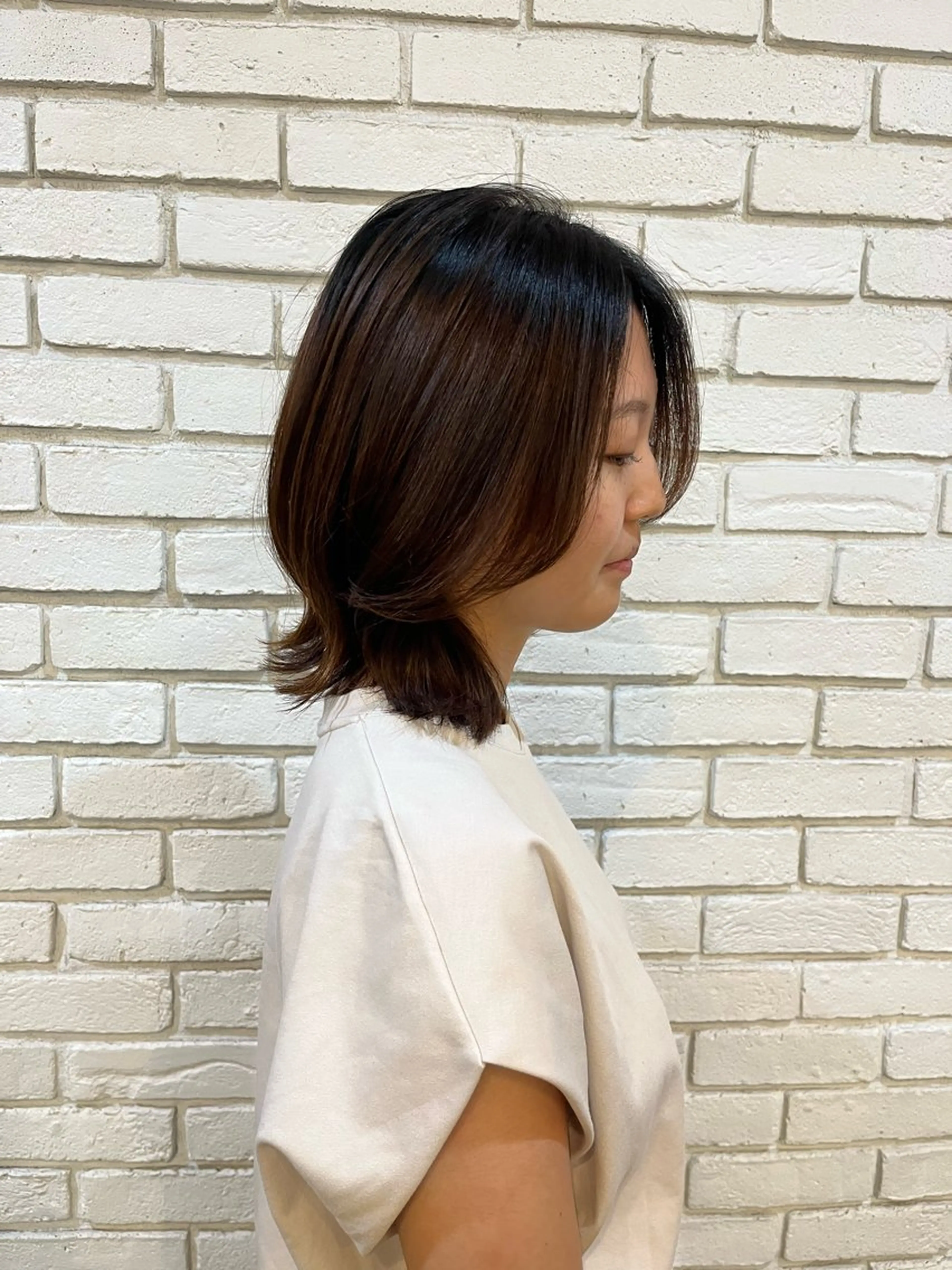 ミディアム 顔周りカット レイヤーカット カット minami 🌿‬のヘアスタイル