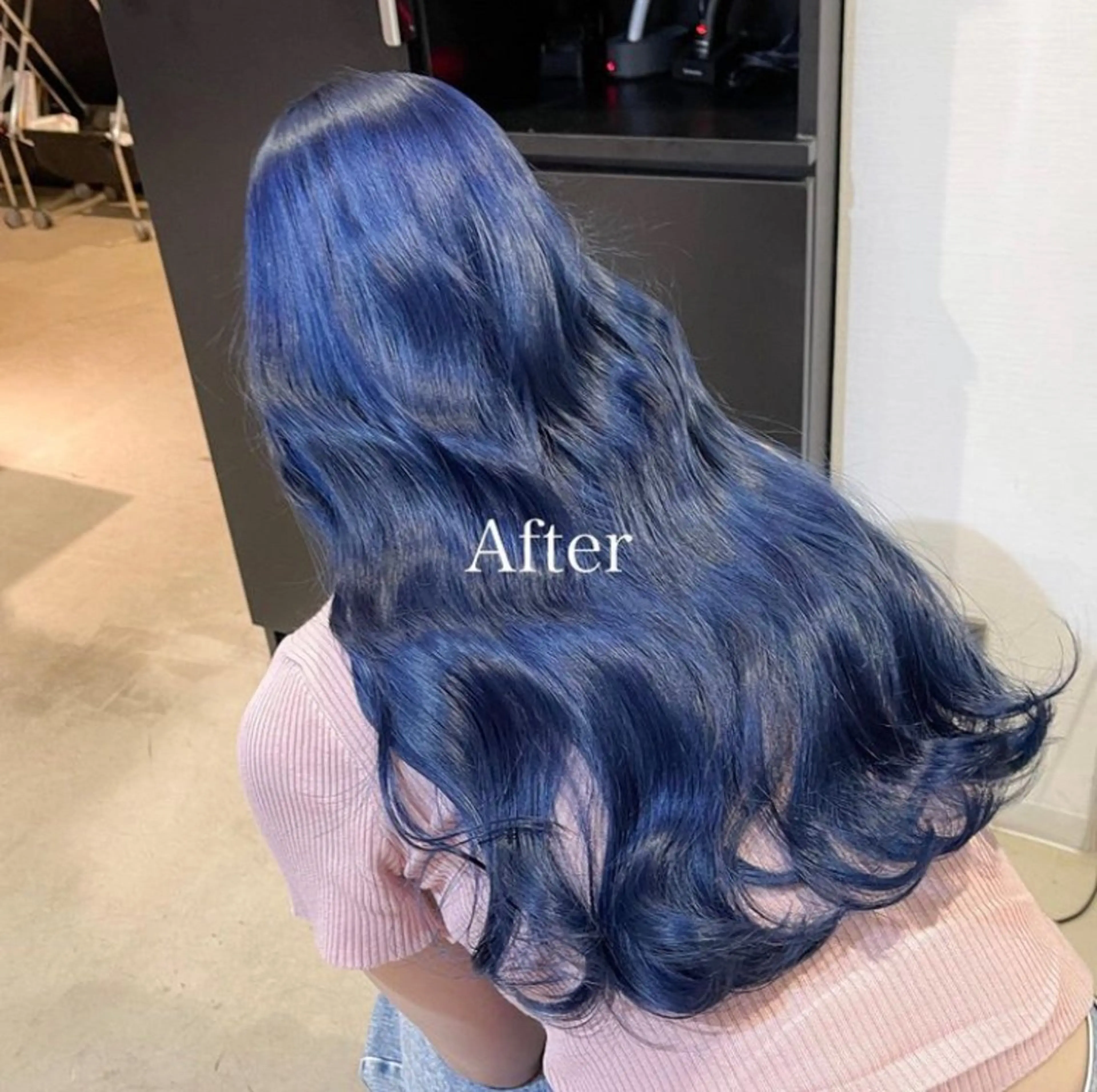 ロング カラー ブリーチ ブルーカラー ネイビーカラー ヘアカラー トリートメント カラー職人 🍎IKUMI🍎のヘアスタイル