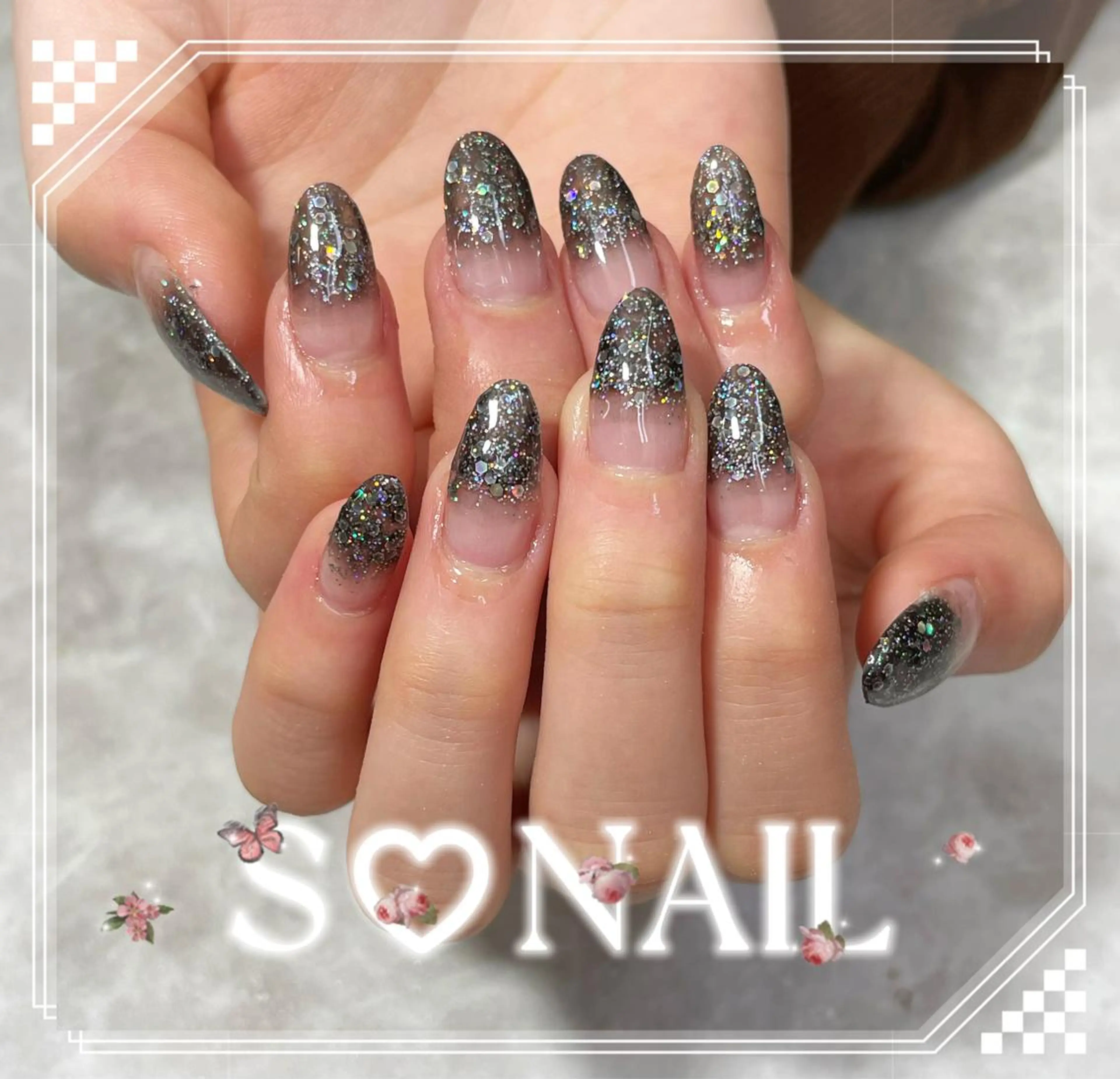 ネイル グラデーション ラメ(グリッター) ラメグラデーション ハンドネイル S.NAIL Suuのネイルデザイン