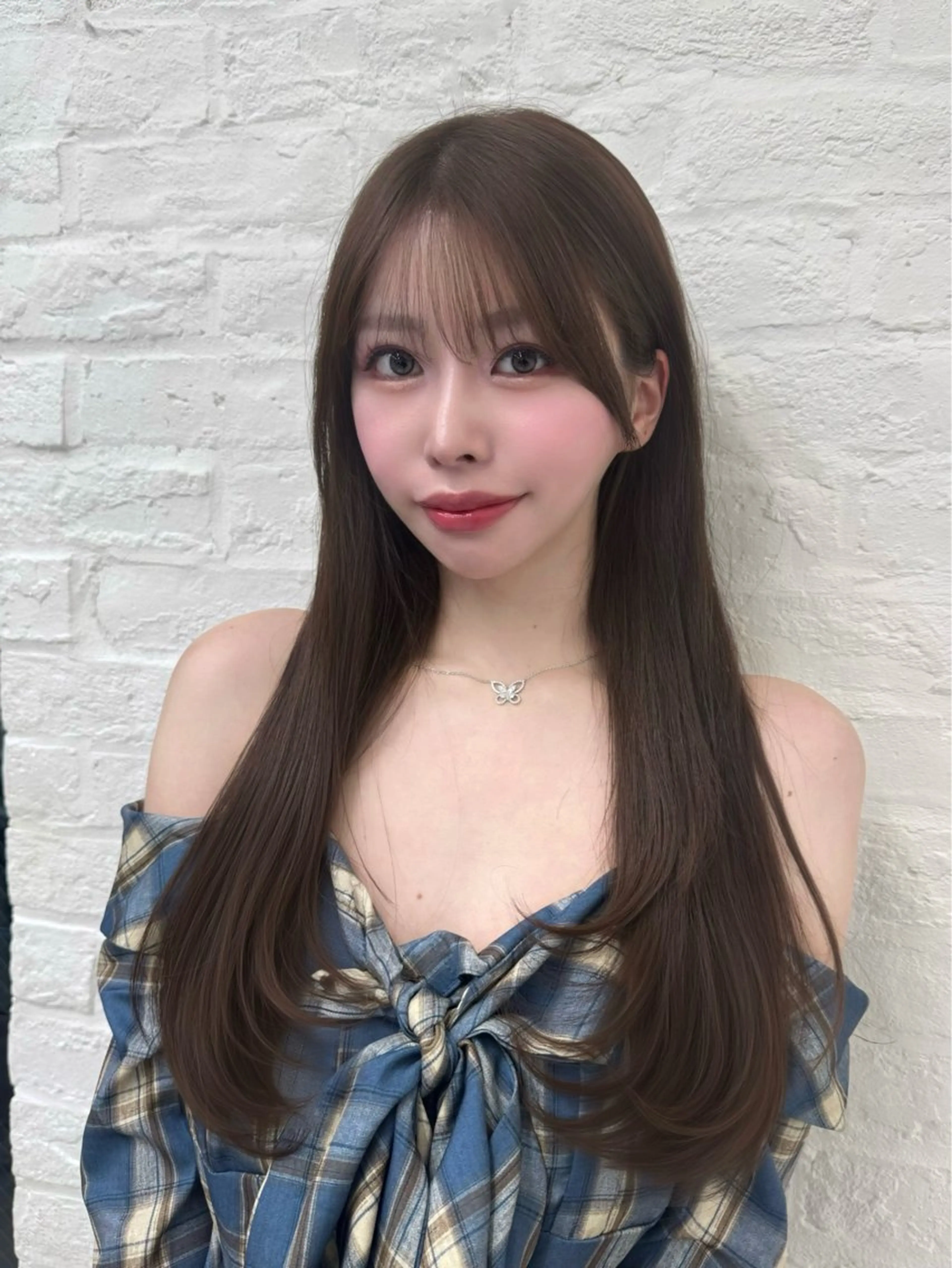 セミロング カラー 顔周りカット 韓国風ヘア レイヤーカット おくれ毛 サイドバング カット ヘアカラー 高島大登/顔周り /レイヤーカットのヘアスタイル