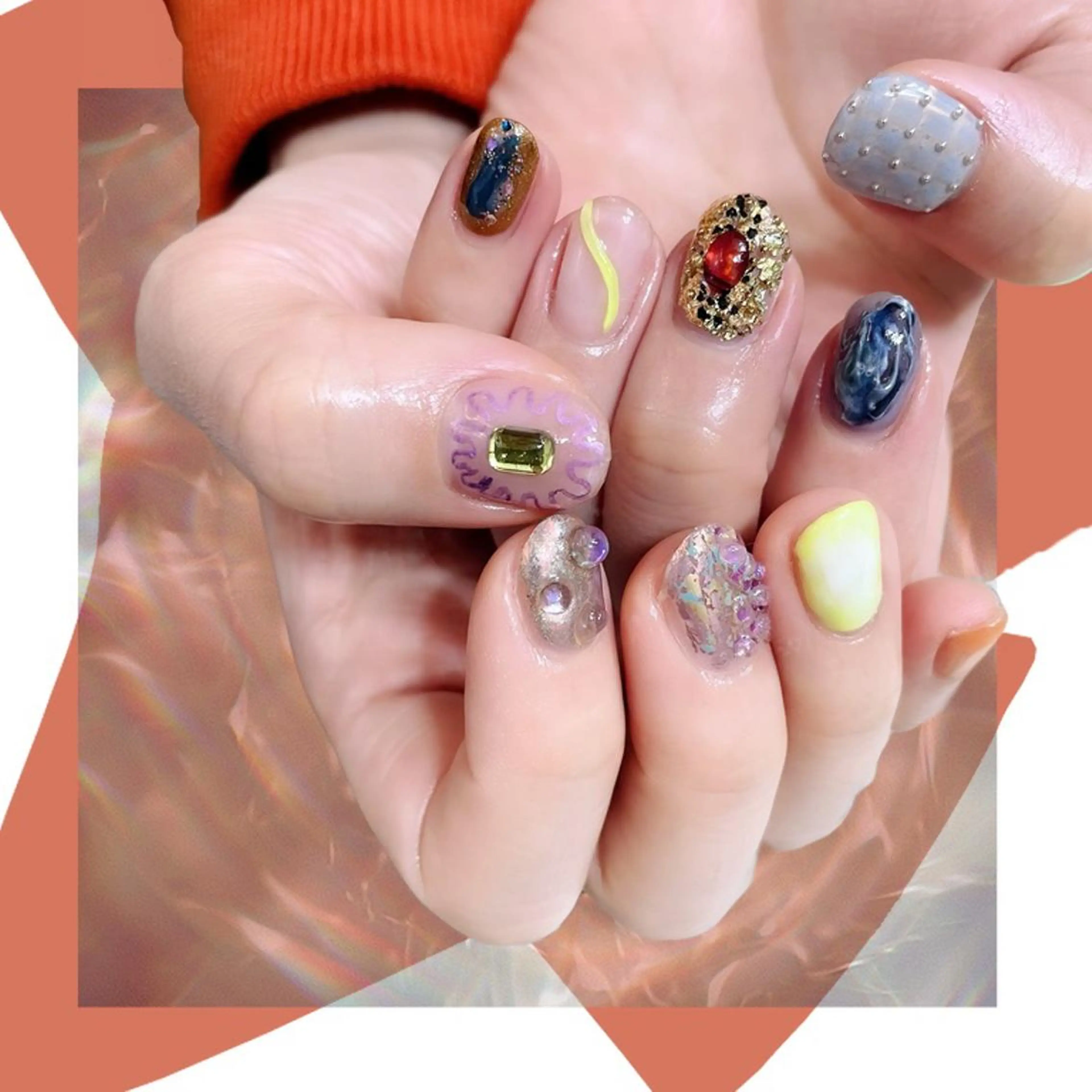 ネイル オーロラネイル 氷ネイル・うるうるネイル 韓国ネイル マグネットネイル ミラーネイル ハンドネイル VOLLMOND nailのネイルデザイン