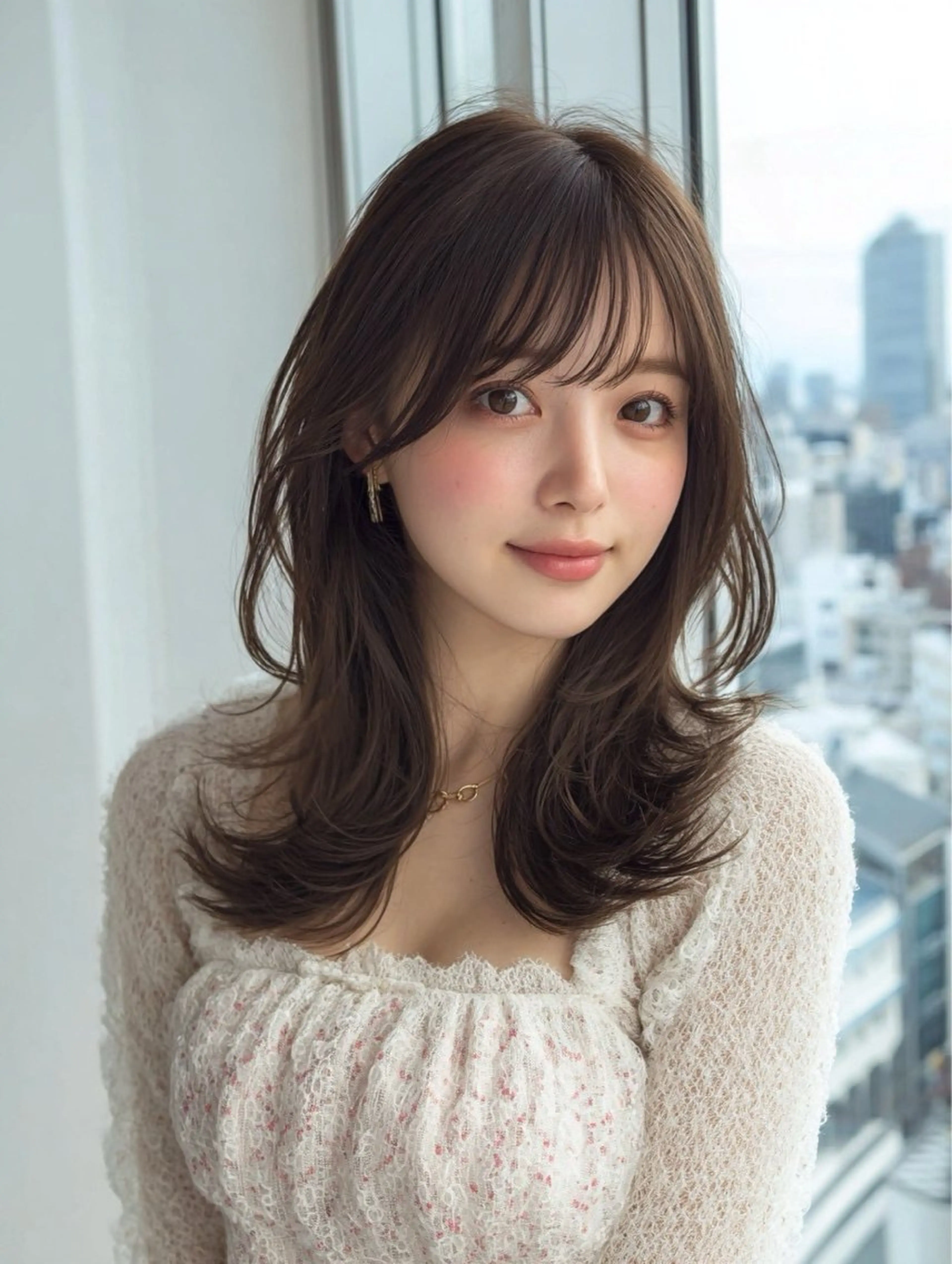 セミロング カラー カット ヘアカラー トリートメント 似合わせ美髪ヘア✨ 天王寺．阿倍野🌈のヘアスタイル