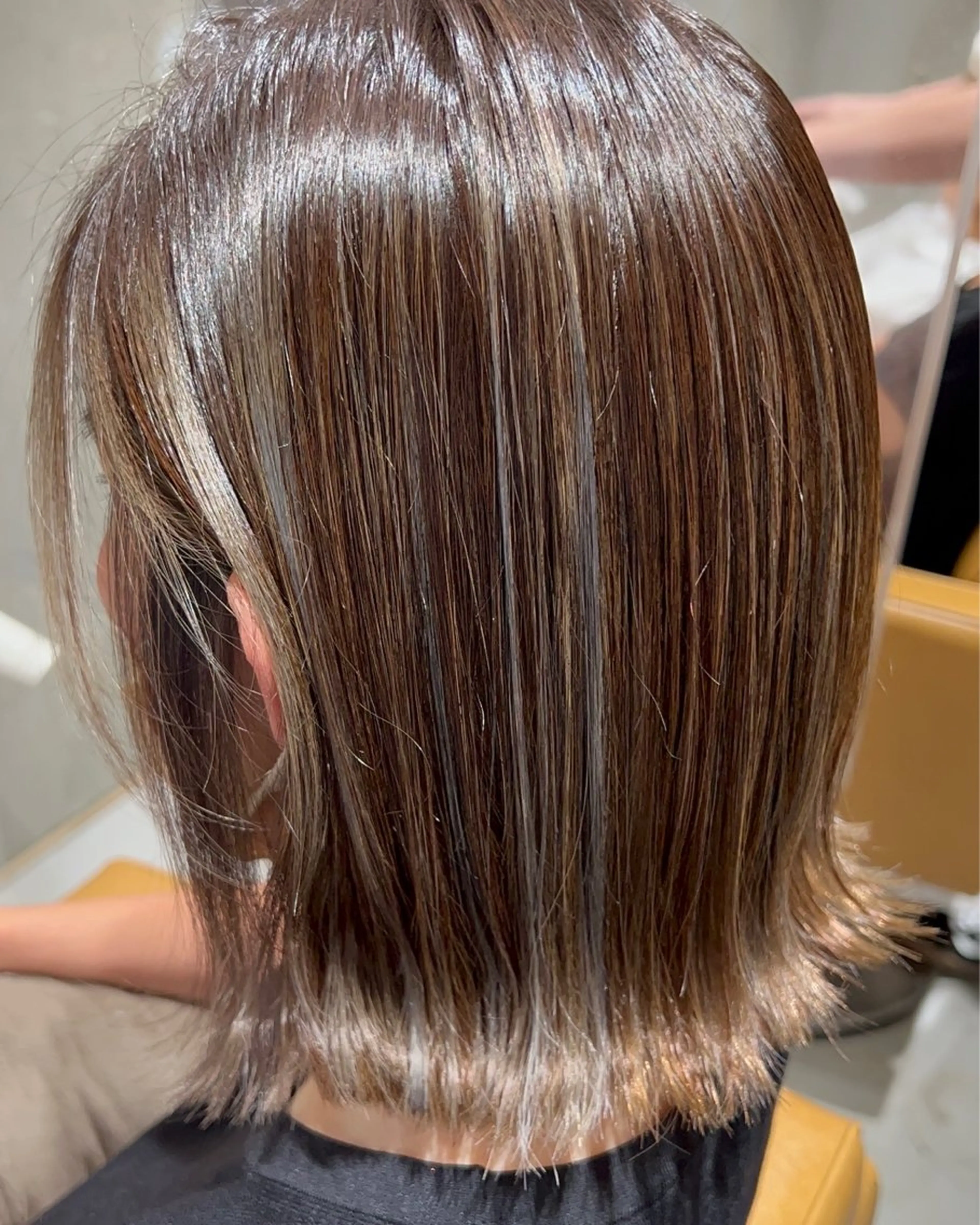 ミディアム カラー ハイライトカラー ハイライト 縮毛矯正×艶カラー /中村勇太のヘアスタイル