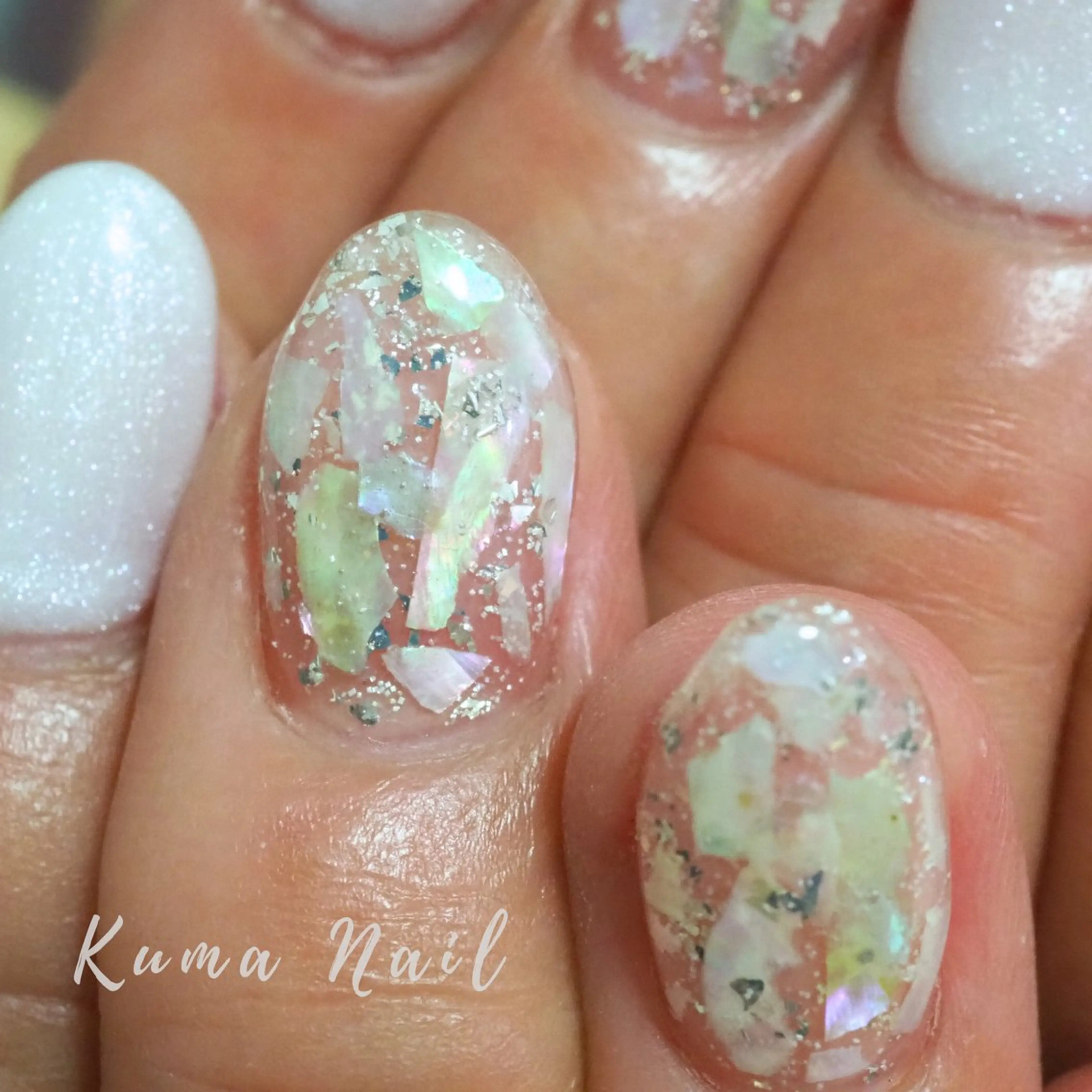 ネイル クリアネイル 持ち込み 夏ネイル フットネイル 藤が丘ネイル Kuma Nailのネイルデザイン