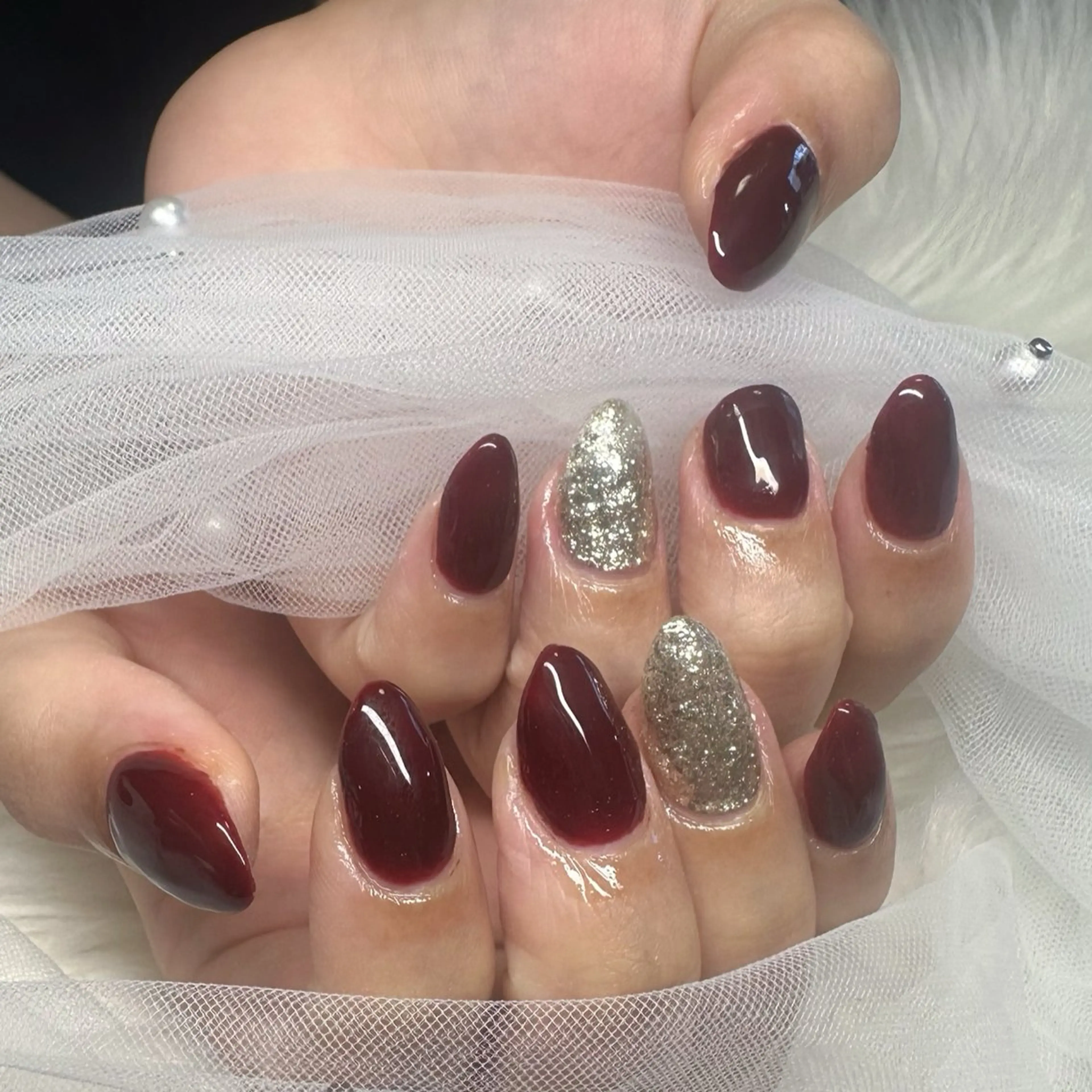 ネイル ボルドー ハンドネイル Rave所属・touma Rinaのネイルデザイン