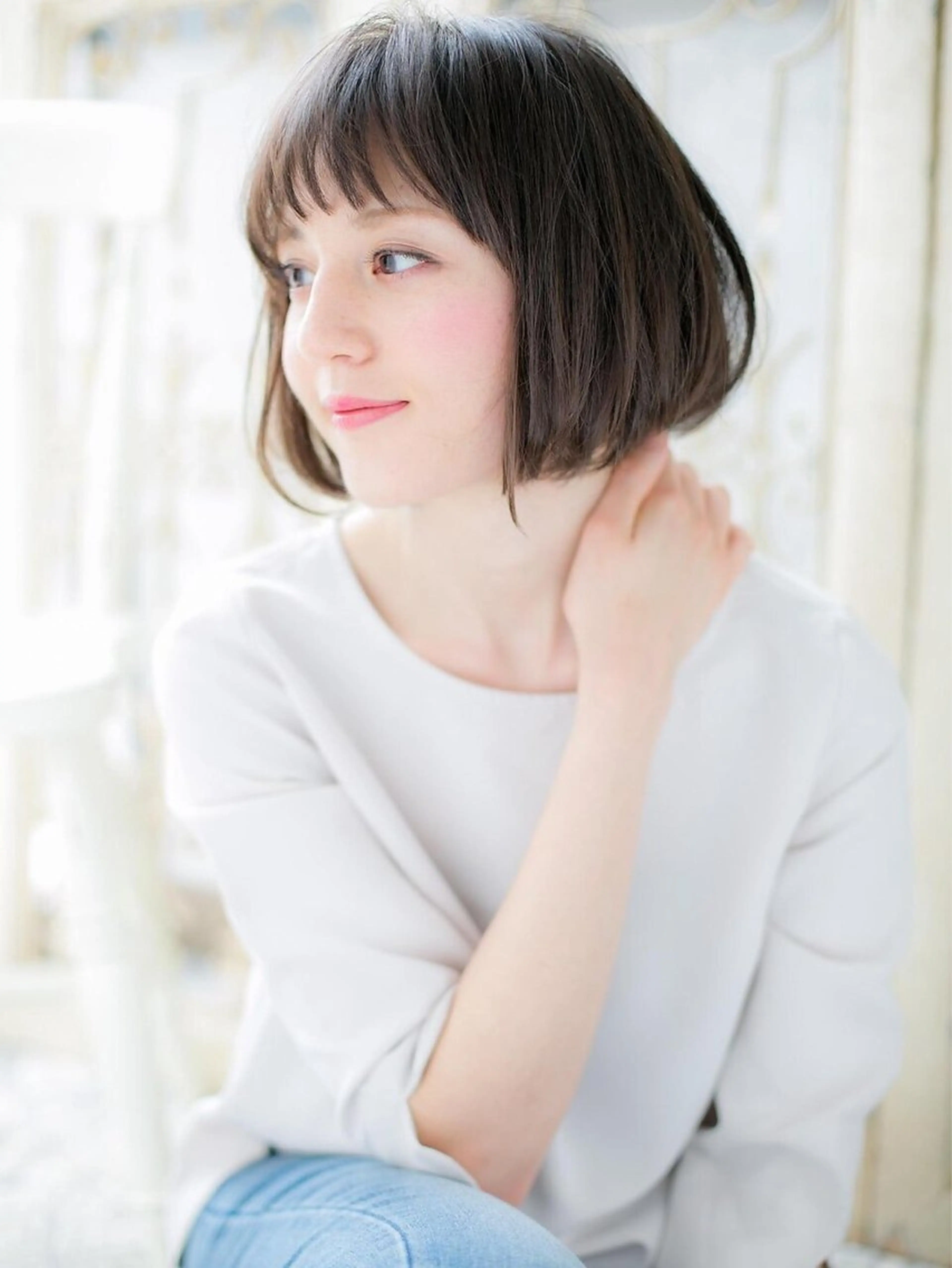 ミディアム 縮毛矯正×髪質改善 カラー×クロスパーマのヘアスタイル