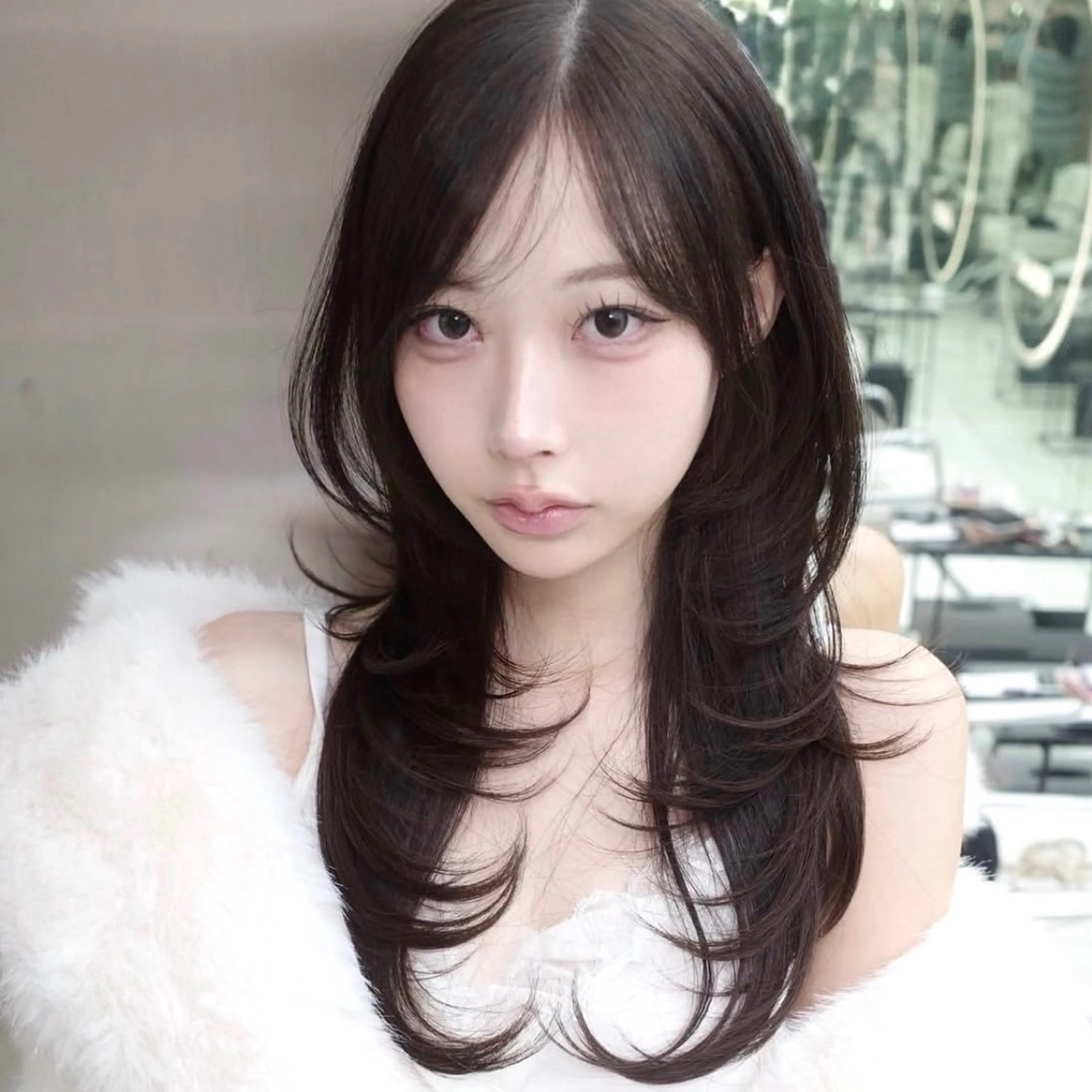 セミロング くびれヘア 顔周りカット ハイレイヤー 韓国風ヘア レイヤーカット カット ヘアカラー トリートメント 上村 光希のヘアスタイル