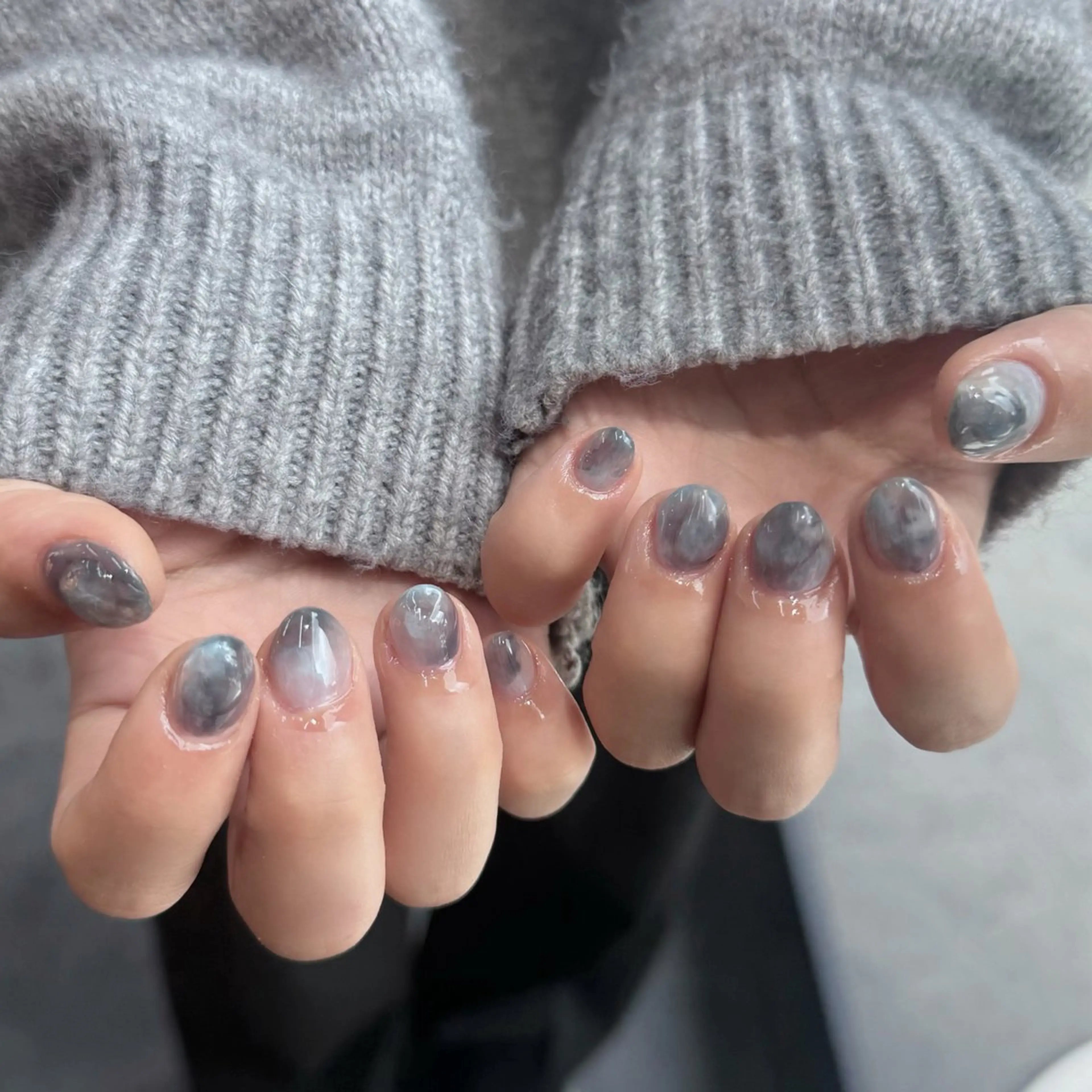 ネイル フレンチネイル マグネットネイル メンズネイル ニュアンスネイル ワンカラーネイル ハンドネイル GRANDE大須 Cecil💜のネイルデザイン