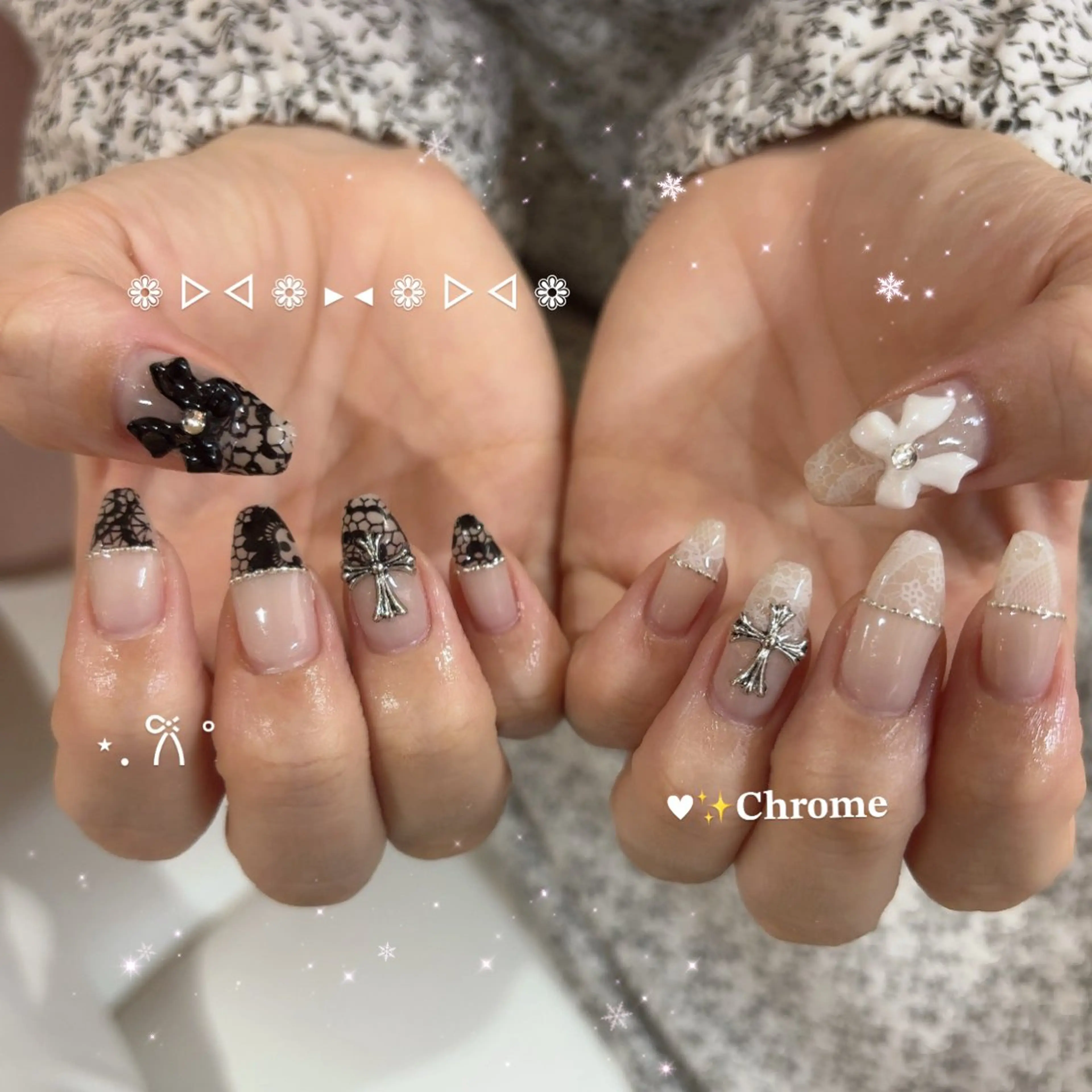 ネイル レース ホワイト ハンドネイル beautiful meみくのネイルデザイン