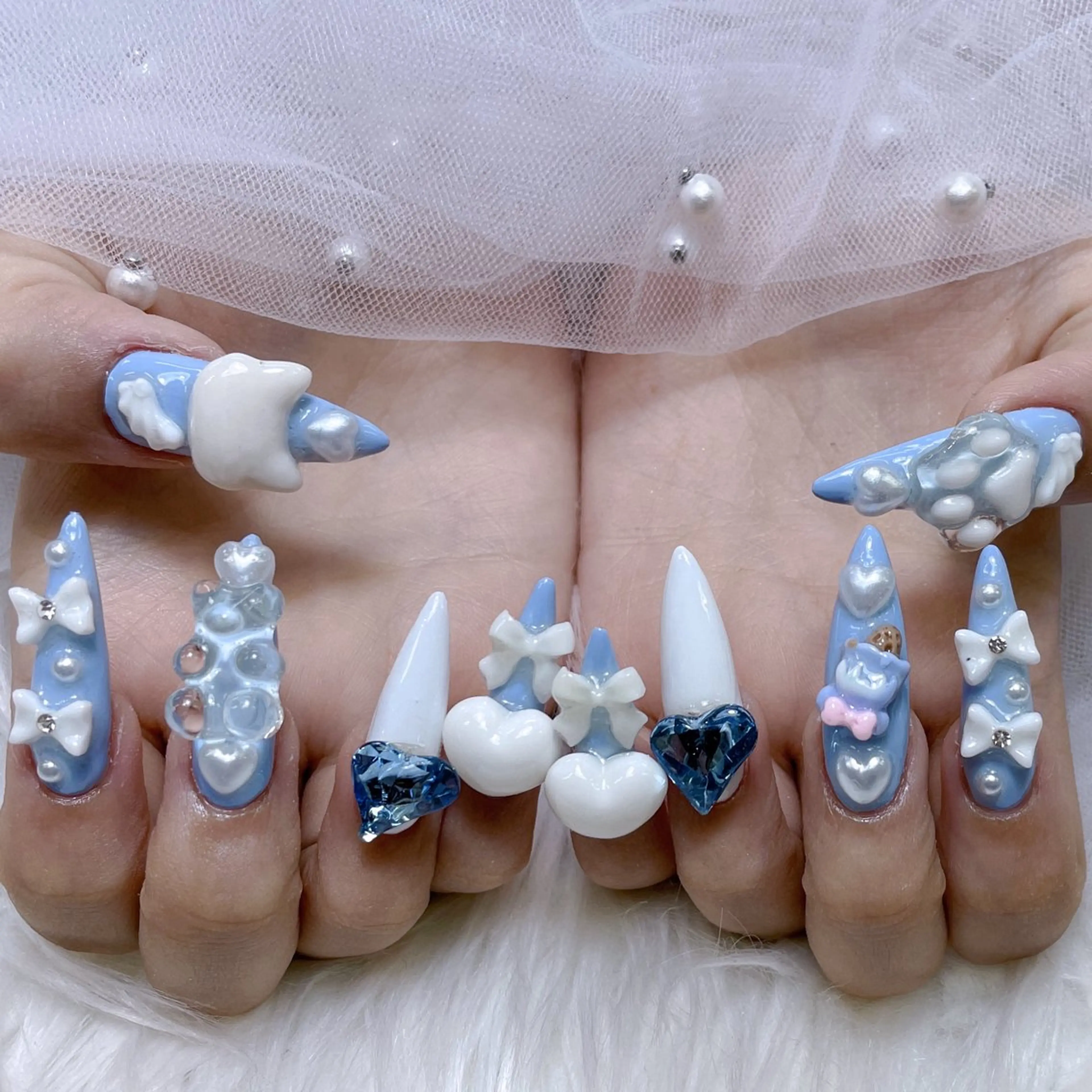 ネイル クリアネイル ロングネイル 夏ネイル princess👑 木戸 唯のネイルデザイン