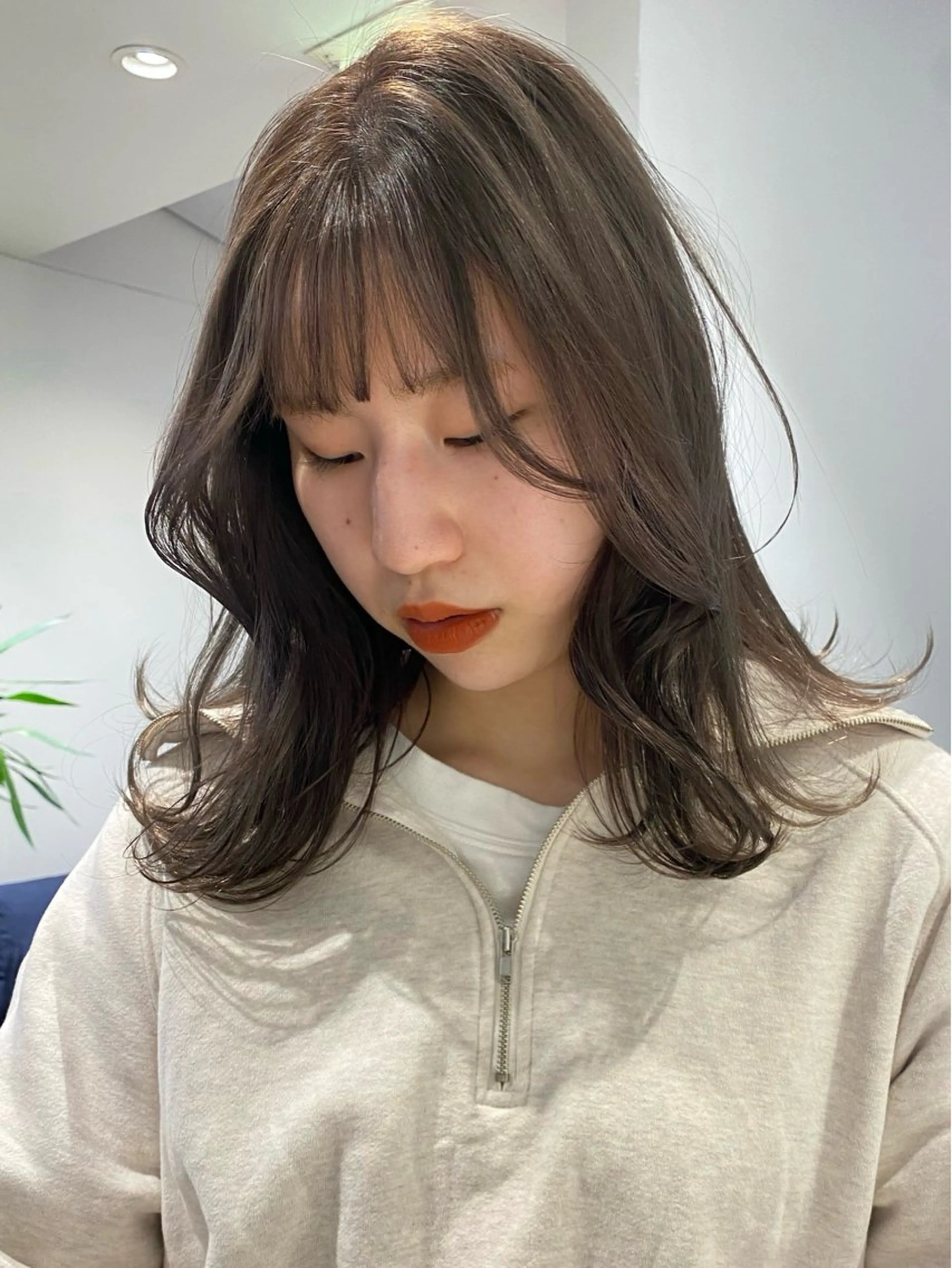 ミディアム カラー パーマ メンズ カット ヘアカラー レイヤー/透明感/ ブリーチなし/わかなのヘアスタイル