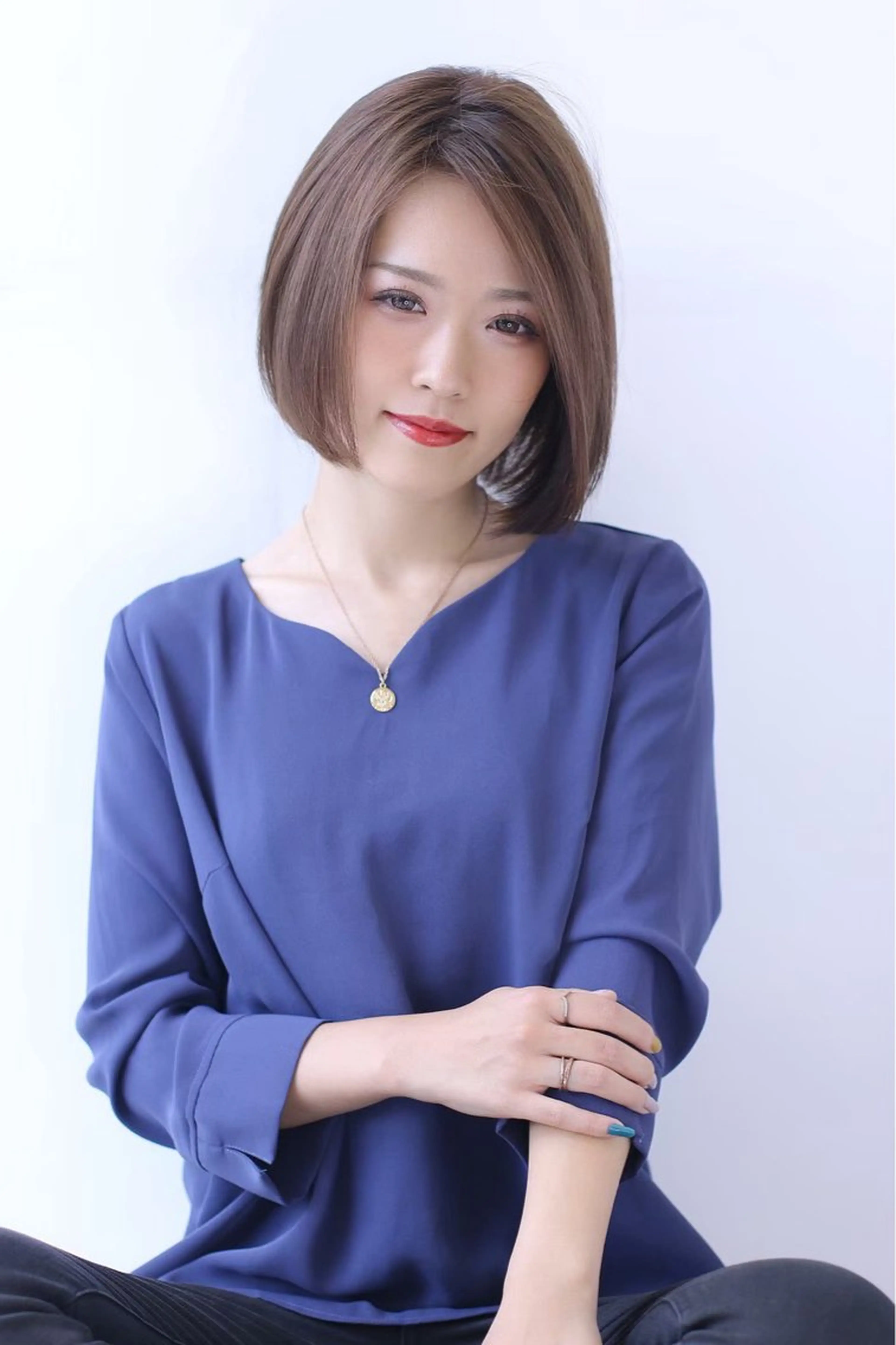 ショート ボブ エクステ ハイライト 髪質改善 韓国風ヘア 田中 鉄雄のヘアスタイル