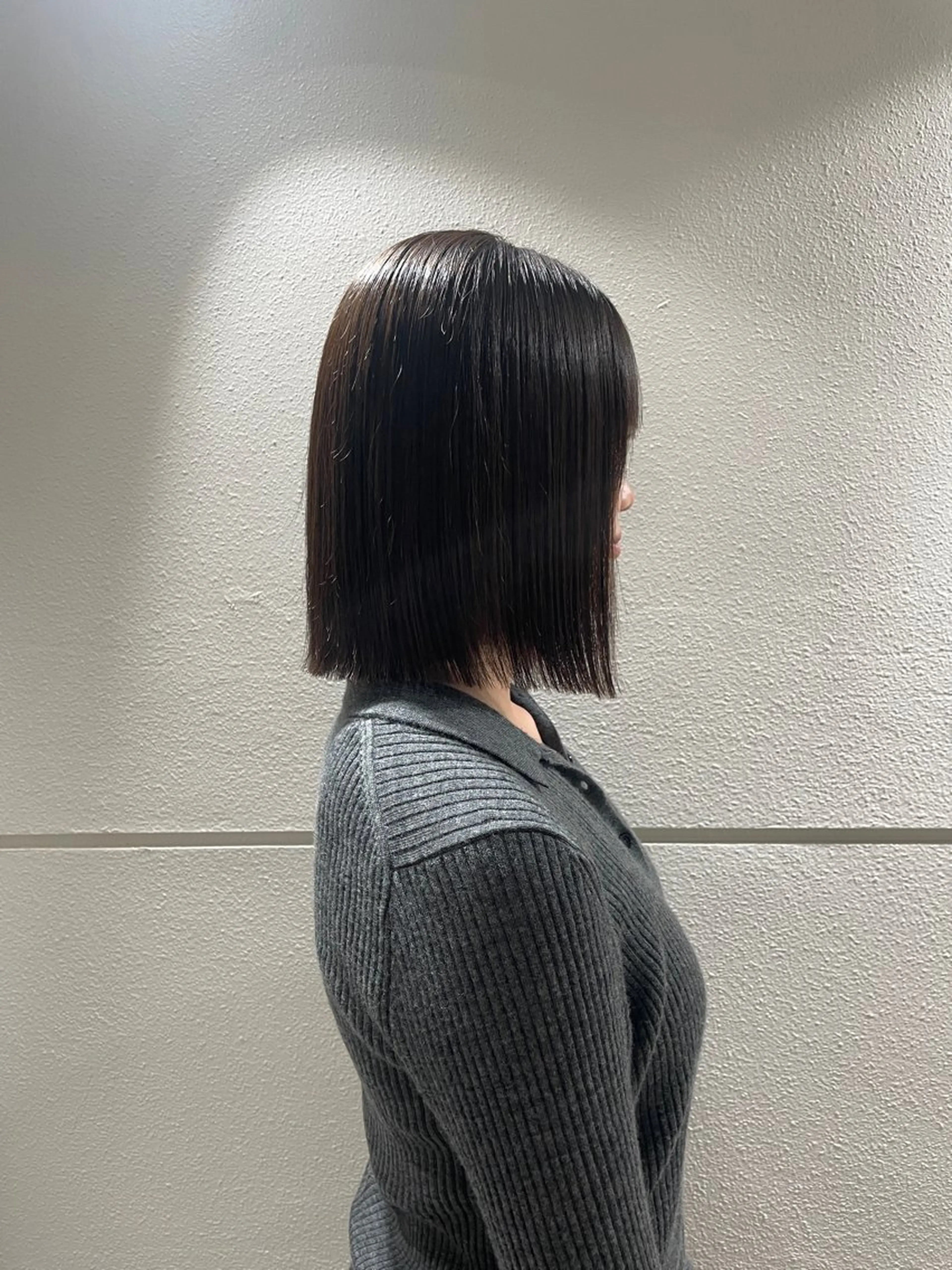 ミディアム ボブ 縮毛矯正 カット 縮毛矯正 【レイヤー艶カラー】 🎀moka🎀のヘアスタイル