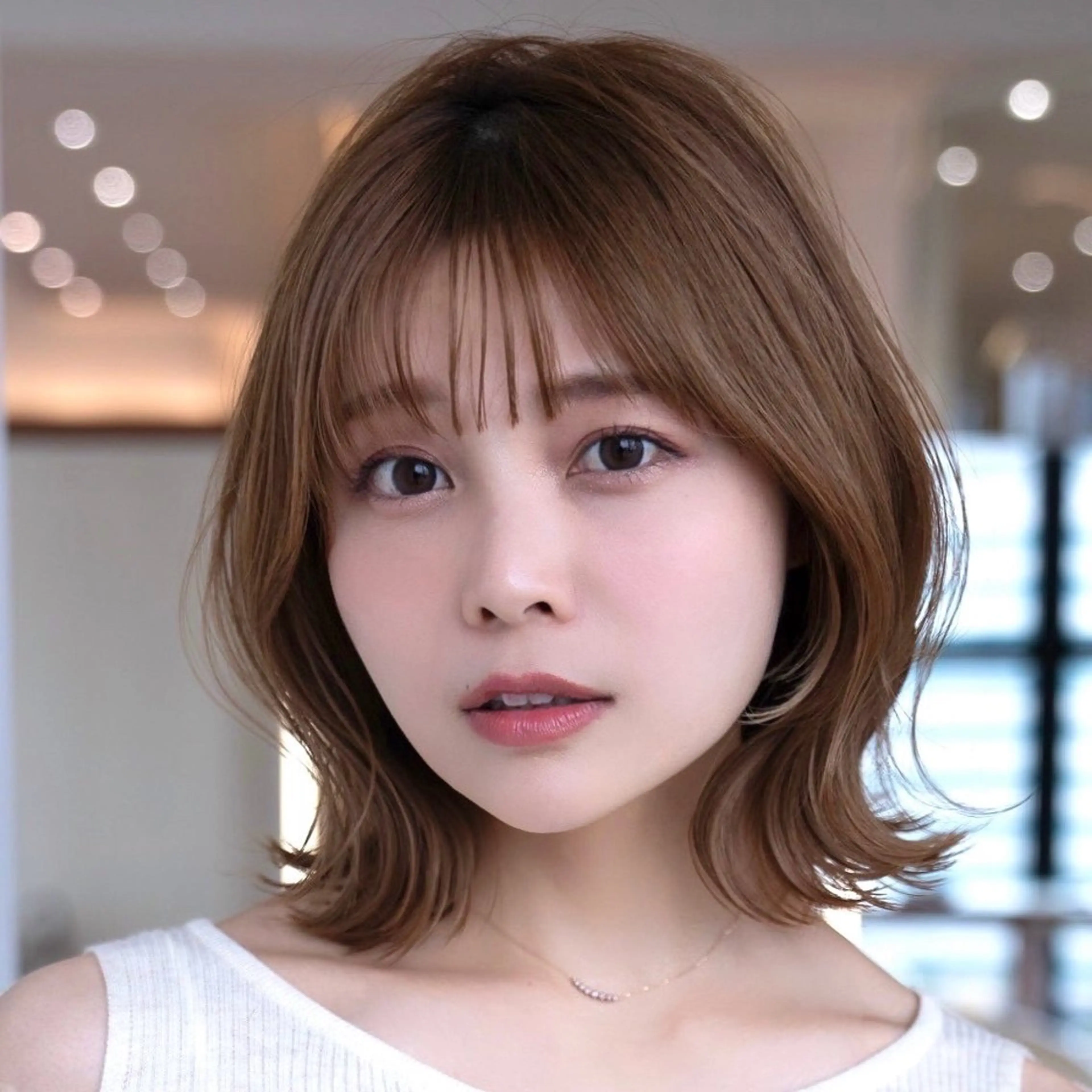 ミディアム カラー 切りっぱなしボブ ショートボブ ボブレイヤー ボブ くびれヘア カット ヘアカラー トリートメント 田中航平/渋谷ボブ/ レイヤーボブのヘアスタイル