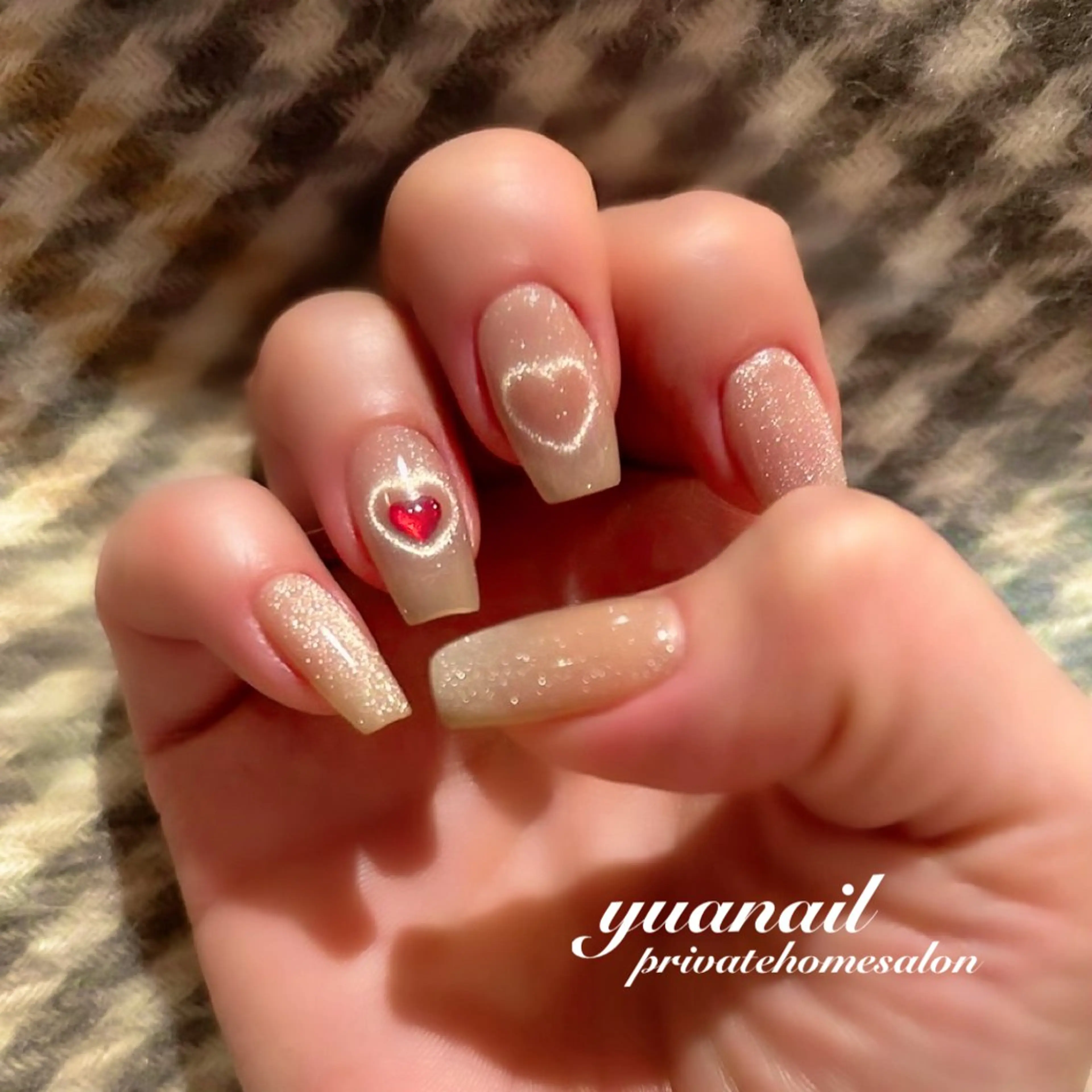 ネイル ハート マグネットネイル YÜA NAILのネイルデザイン