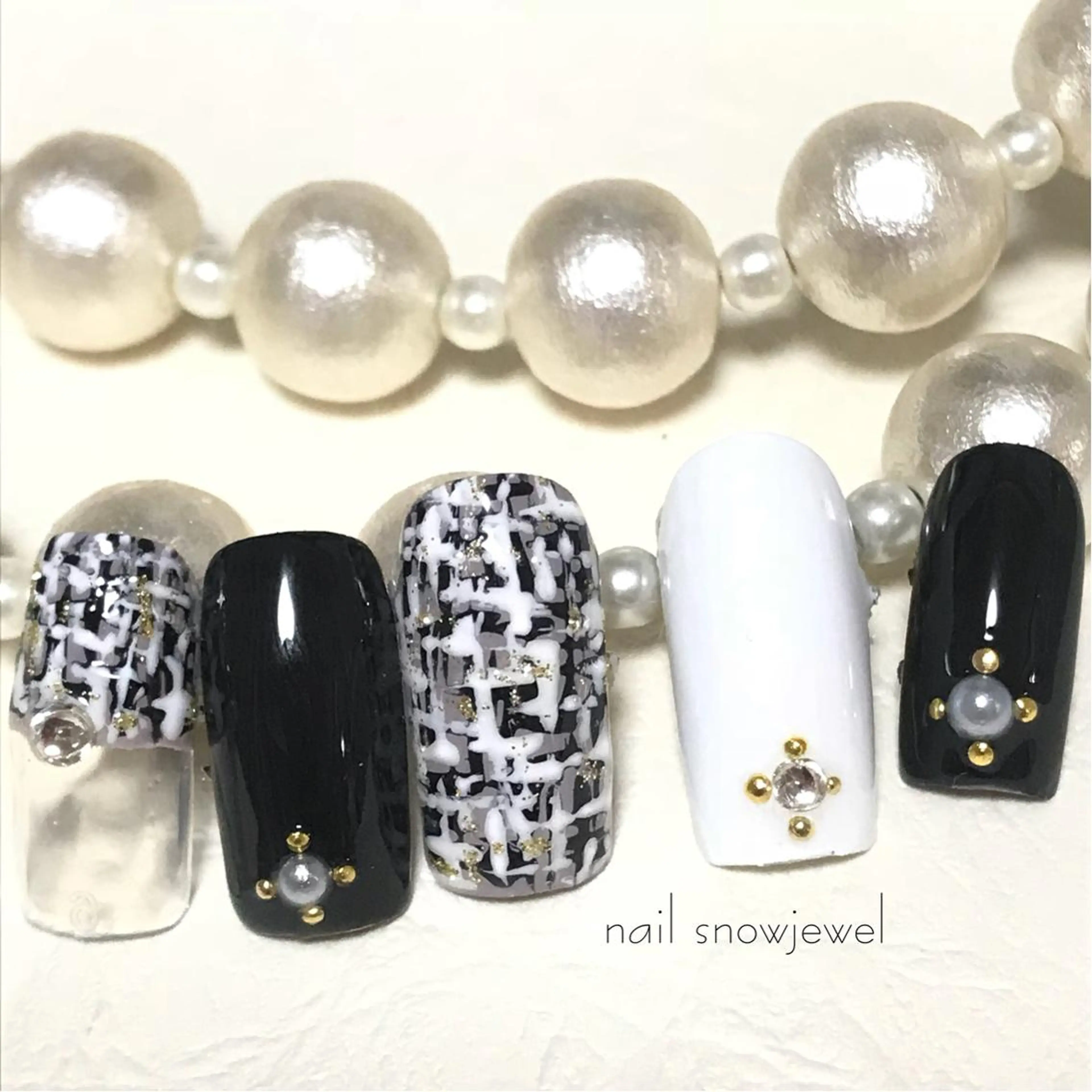 ネイル ツイードネイル nail snowjewelのネイルデザイン