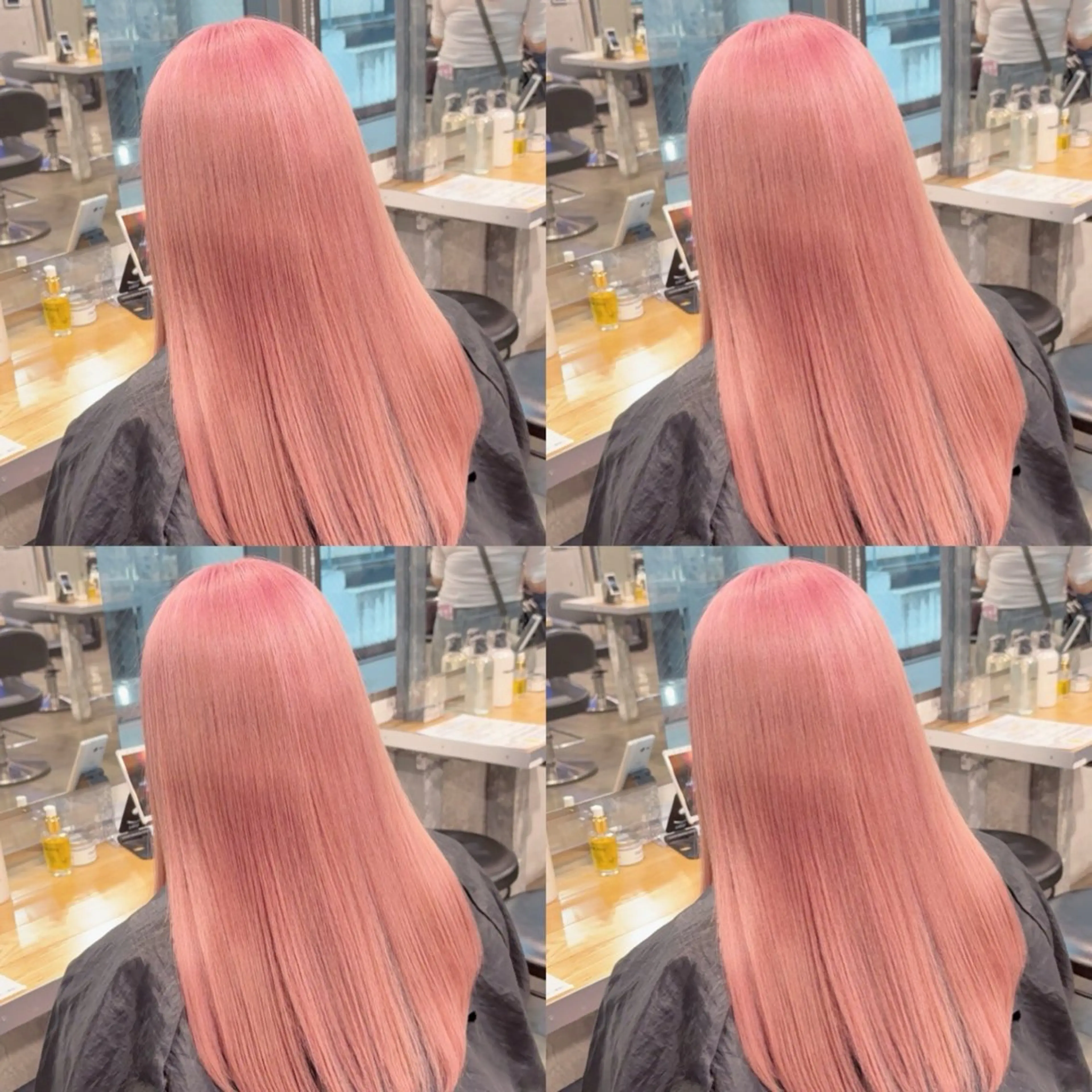 ロング カラー ヘアカラー 透明感ベージュ/ レイヤー縮毛矯正のヘアスタイル