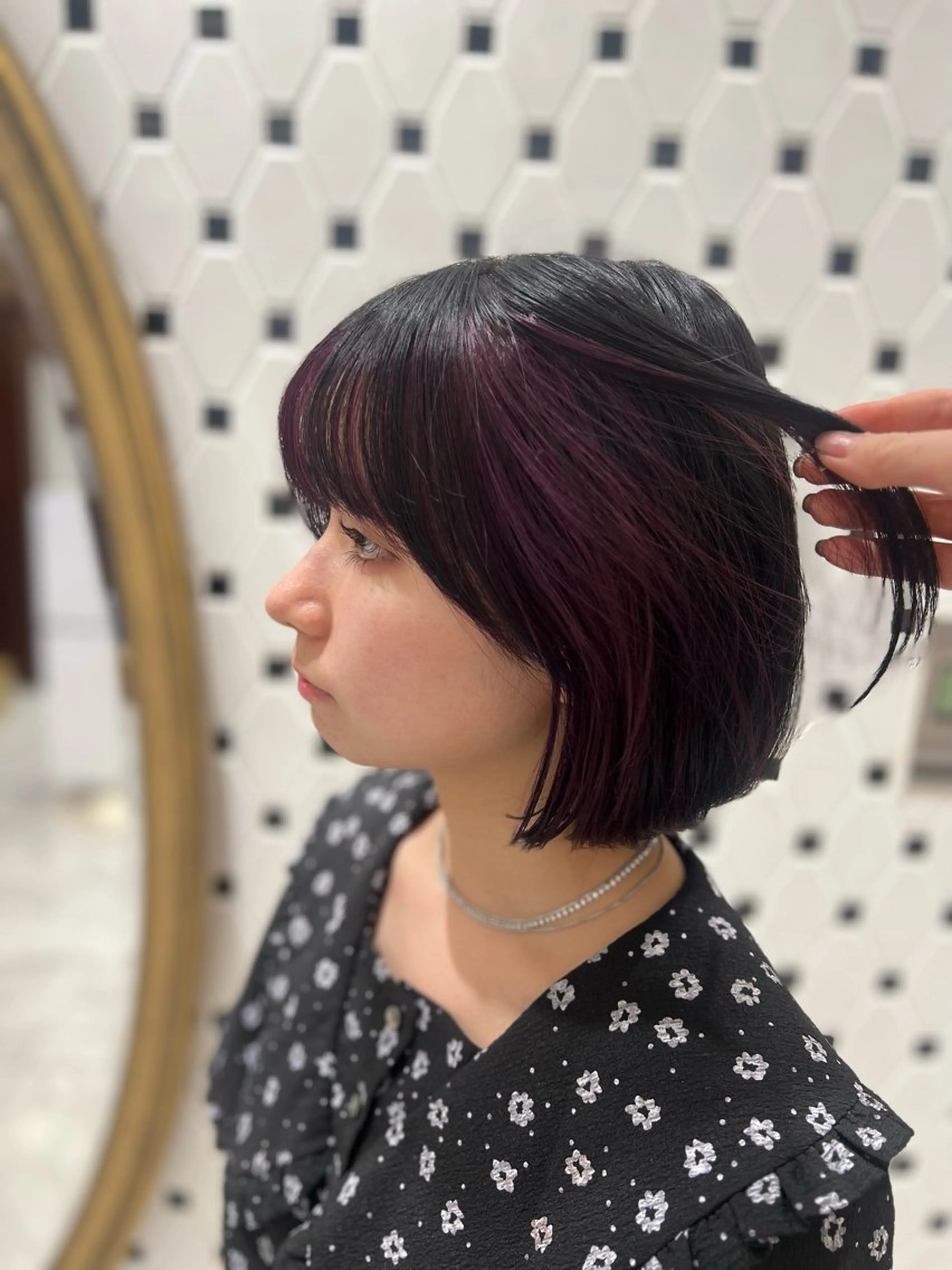 ショート カラー ヘアアレンジ ヘアカラー 顔周り/透明感/銀座 🩵りのせのヘアスタイル