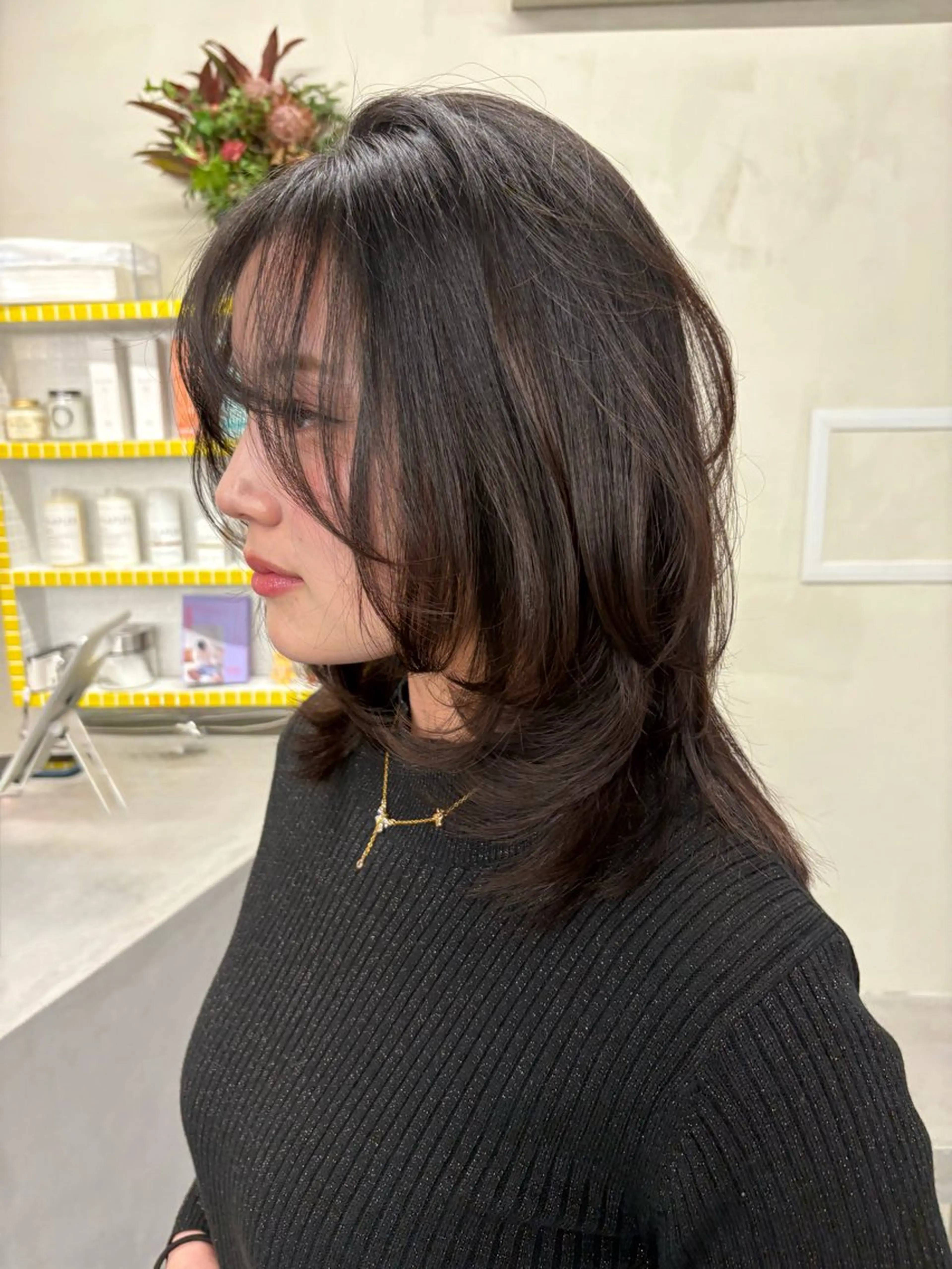 ミディアム カラー カット ヘアカラー トリートメント レイヤー/柔色 カラー/SAkiのヘアスタイル