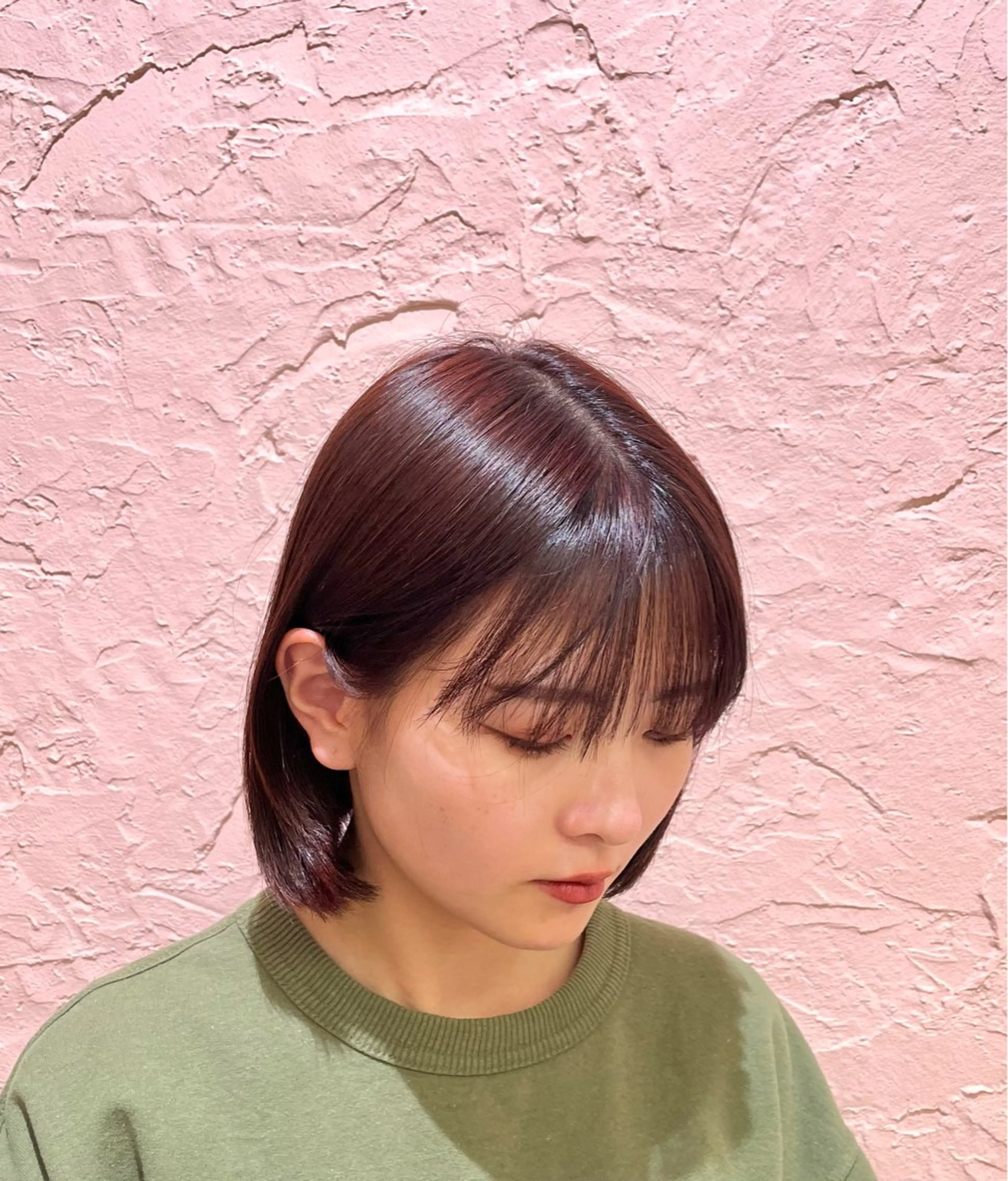 ミディアム カラー ブリーチ ブリーチなしカラー オレンジ オレンジレッド レッドカラー カラー/塚原里沙 川崎のヘアスタイル