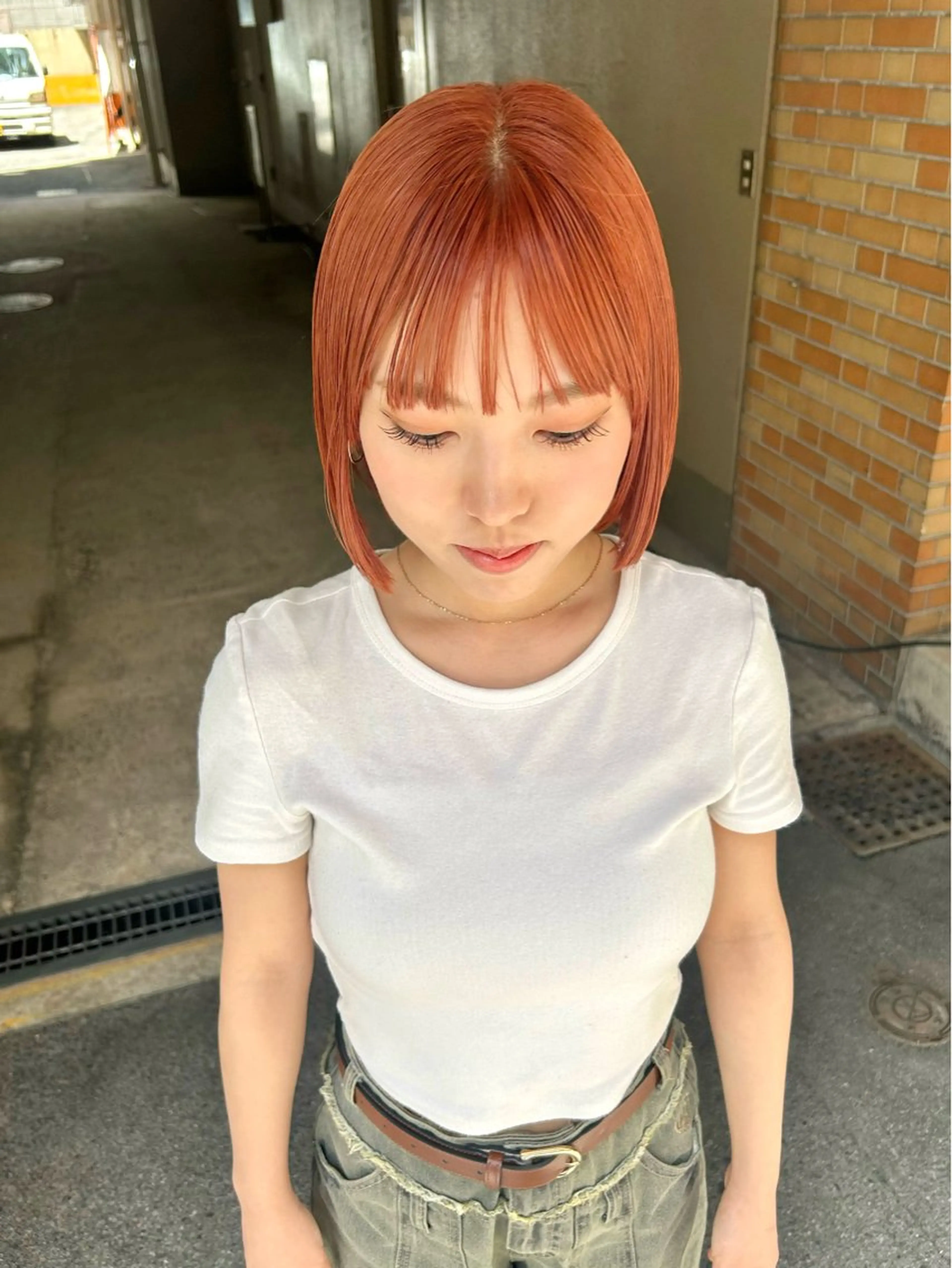 カラー ブリーチ オレンジ 【心斎橋・本町】 'PAPRE'メイのヘアスタイル