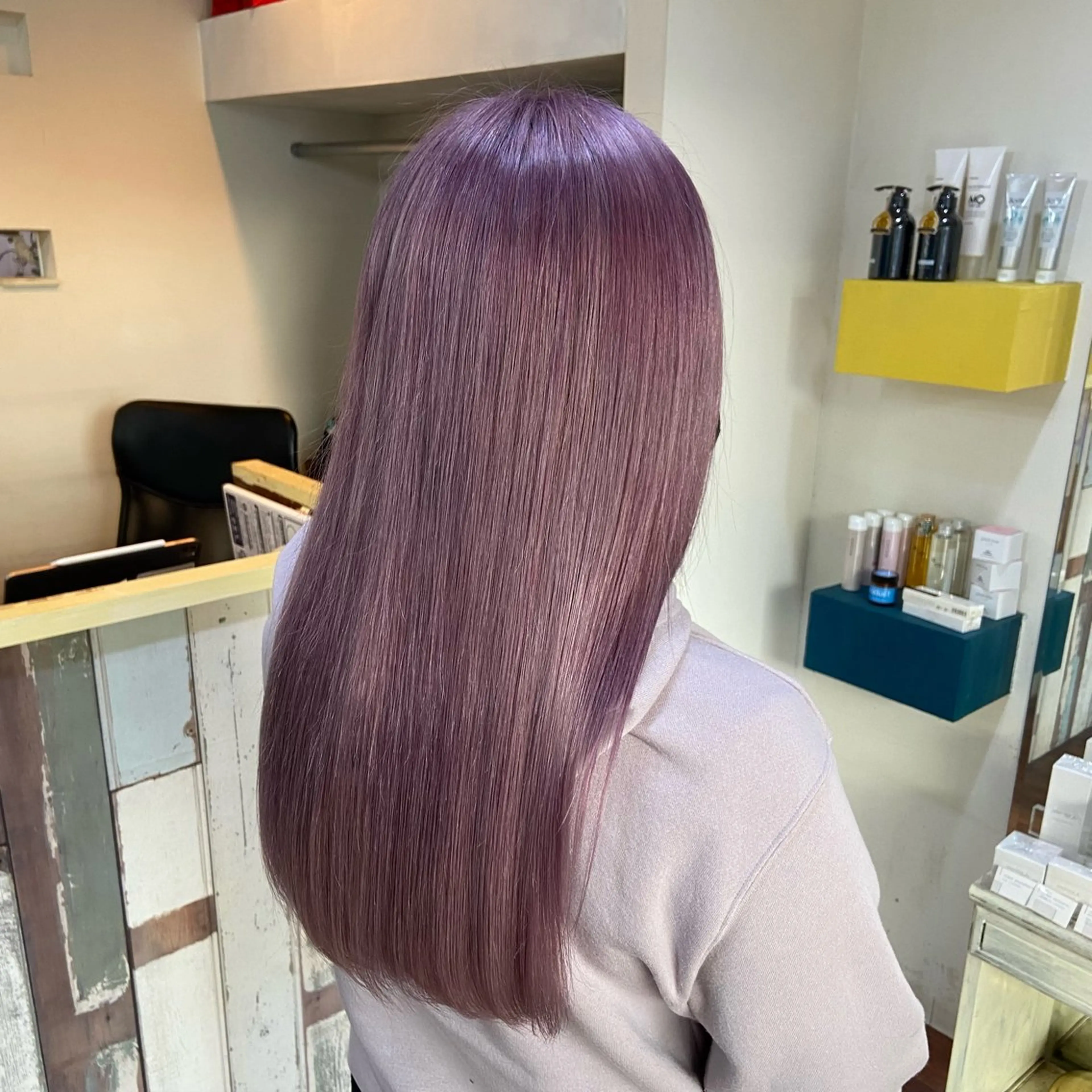 ロング カラー ラベンダーカラー ピンクカラー ピンクラベンダー 髪質改善/透明感 カラー/西川奈穂のヘアスタイル