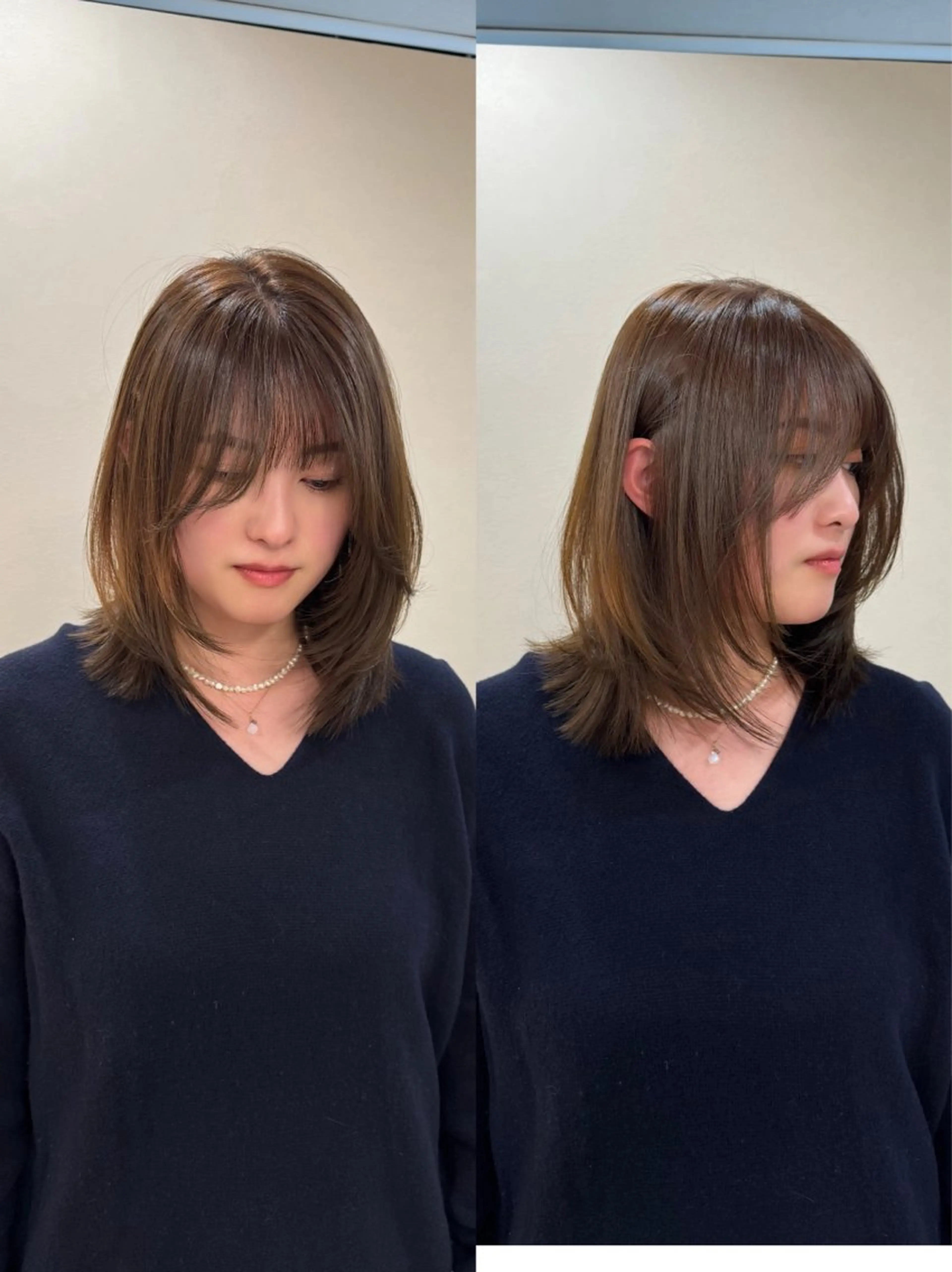ミディアム カラー カット ヘアカラー トリートメント 小野寺瑞希 /最小顔カットのヘアスタイル
