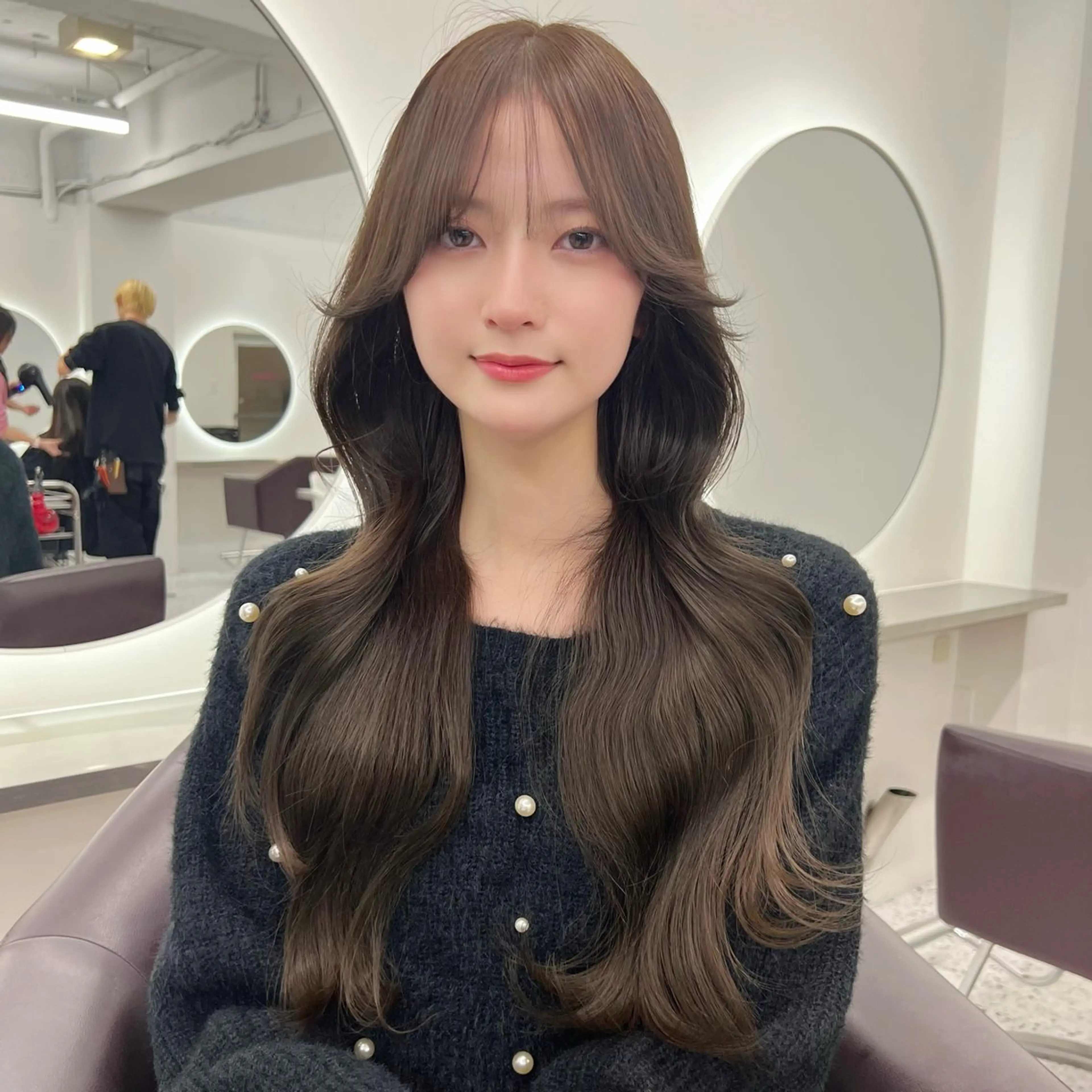 ロング カラー ブリーチ 透明感カラー グレージュ ブリーチなしカラー ヘアカラー トリートメント ヘアセット 韓国ヘア/透明感 カラー🤍yukaのヘアスタイル