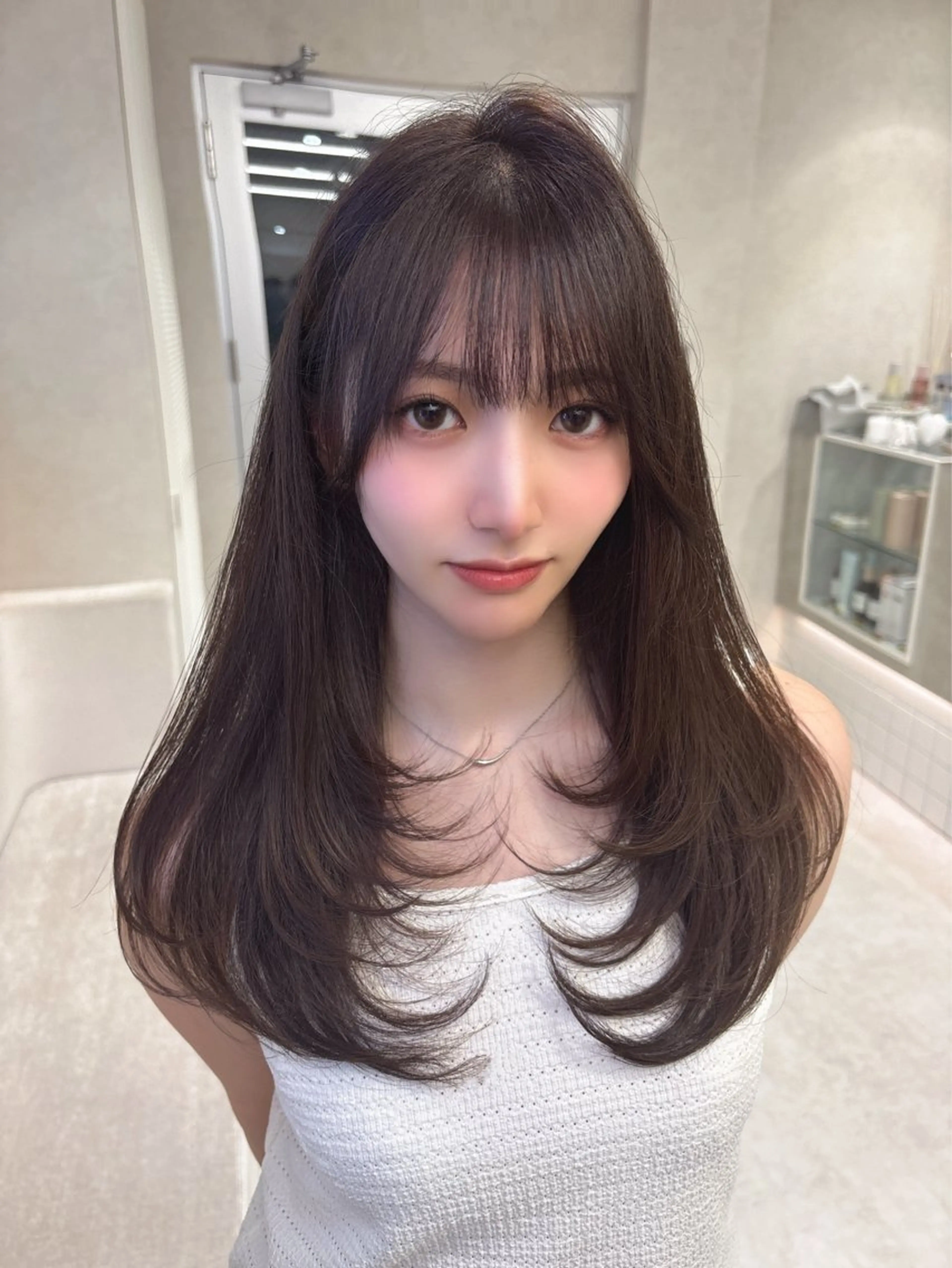 前髪カット✂️＋透明感カラー🍒＋クイックトリートメント🫧（ベージュ/グレージュ/トリートメント）の写真