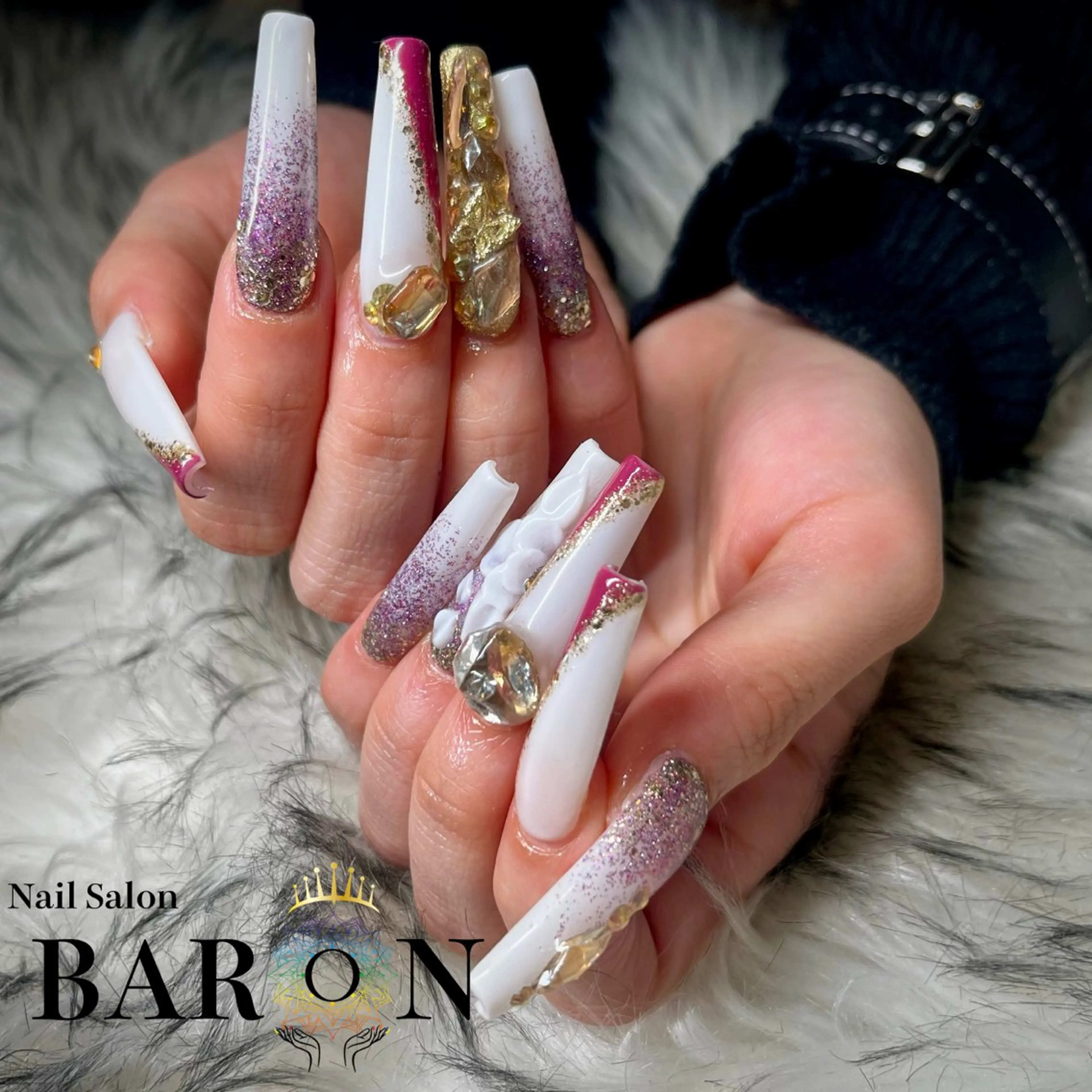 ネイル 成人式 ハンドネイル ☆SAKI☆ BARON 店長のネイルデザイン