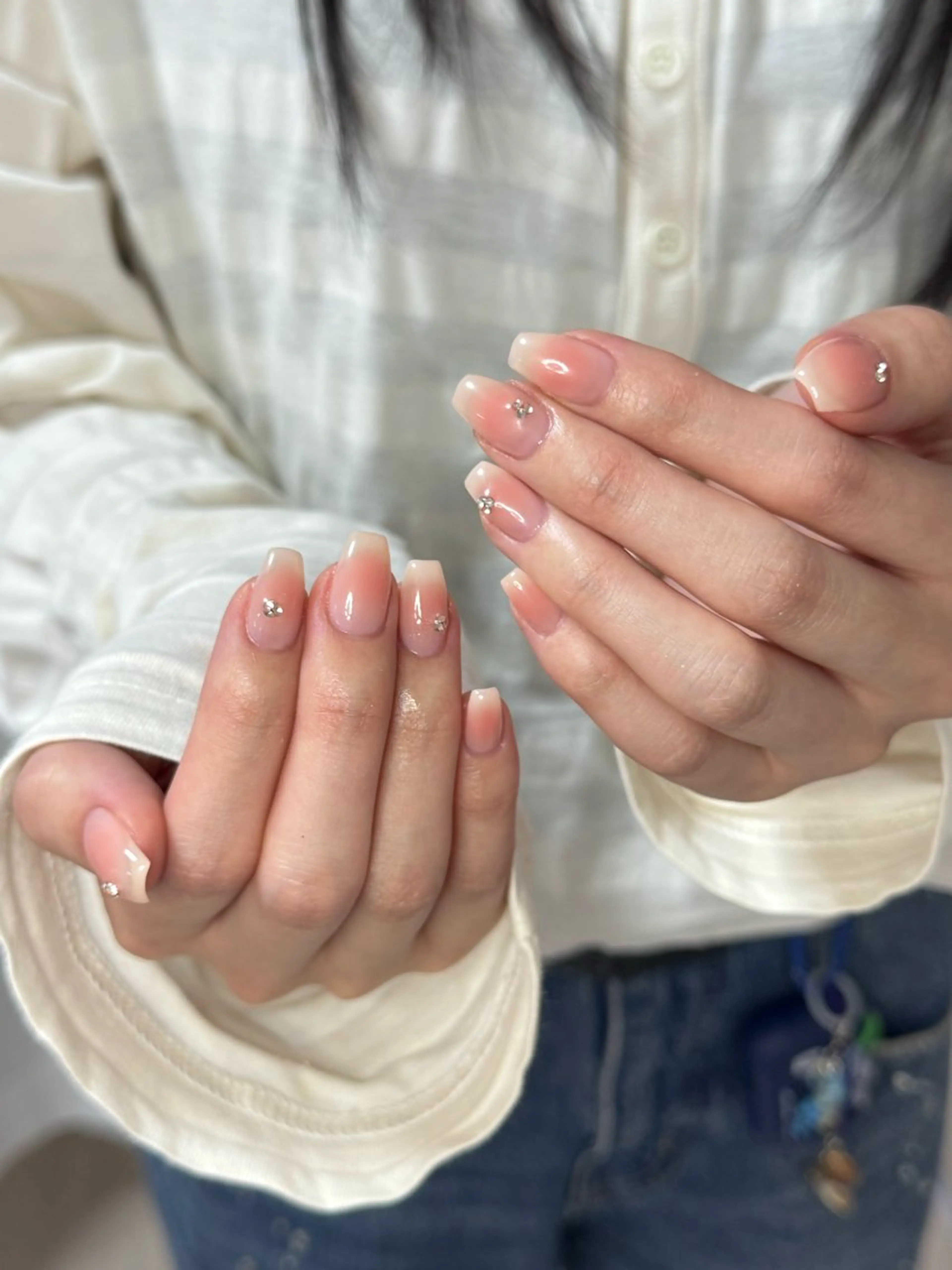 ネイル アートネイル オーロラネイル チークネイル フレンチネイル ガラスフレンチ ハンドネイル 🎀🎀YooLi Nail Salonのネイルデザイン