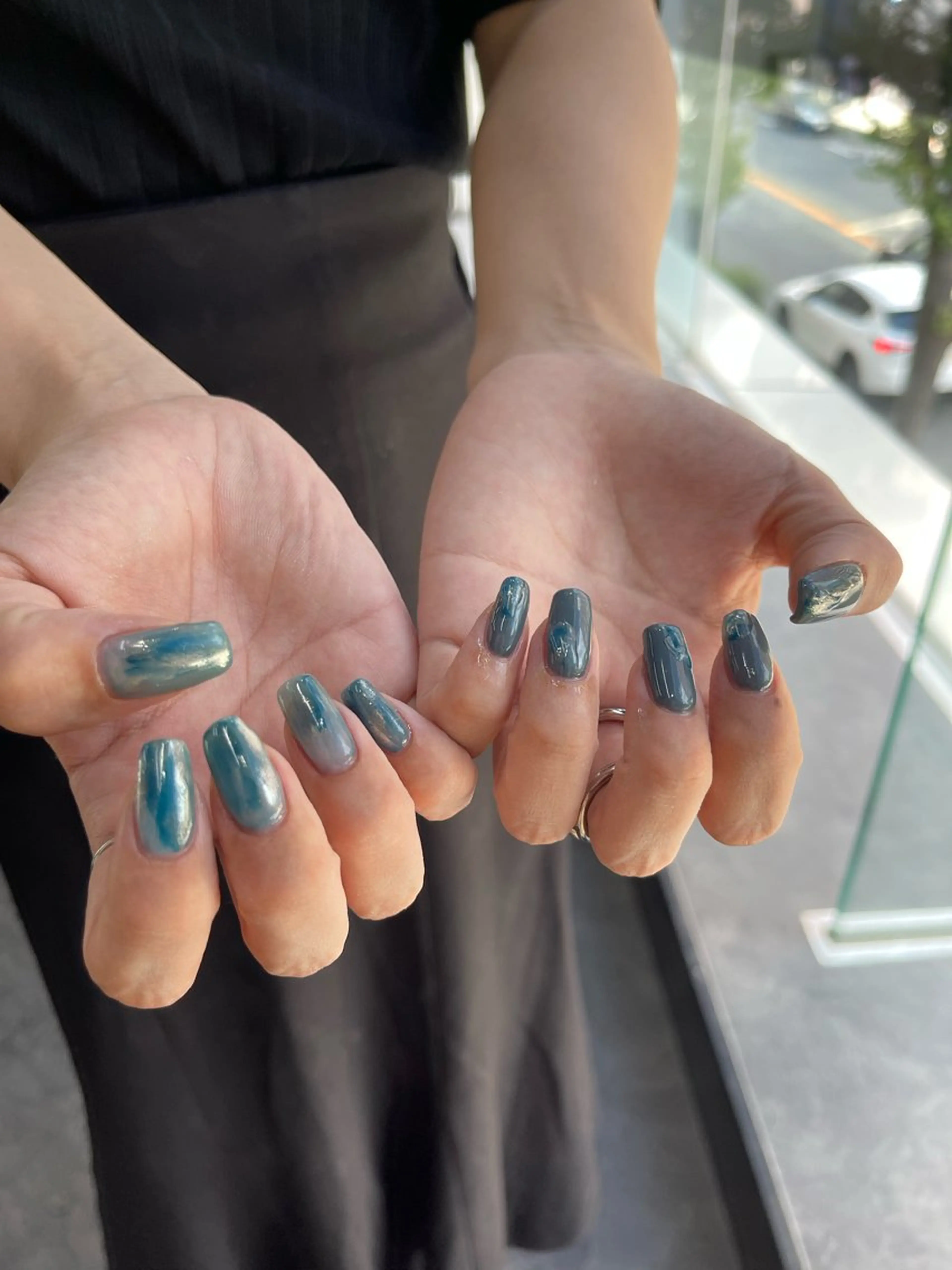 ネイル フレンチネイル マグネットネイル ニュアンスネイル ワンカラーネイル ハンドネイル GRANDE大須 Cecil💜のネイルデザイン