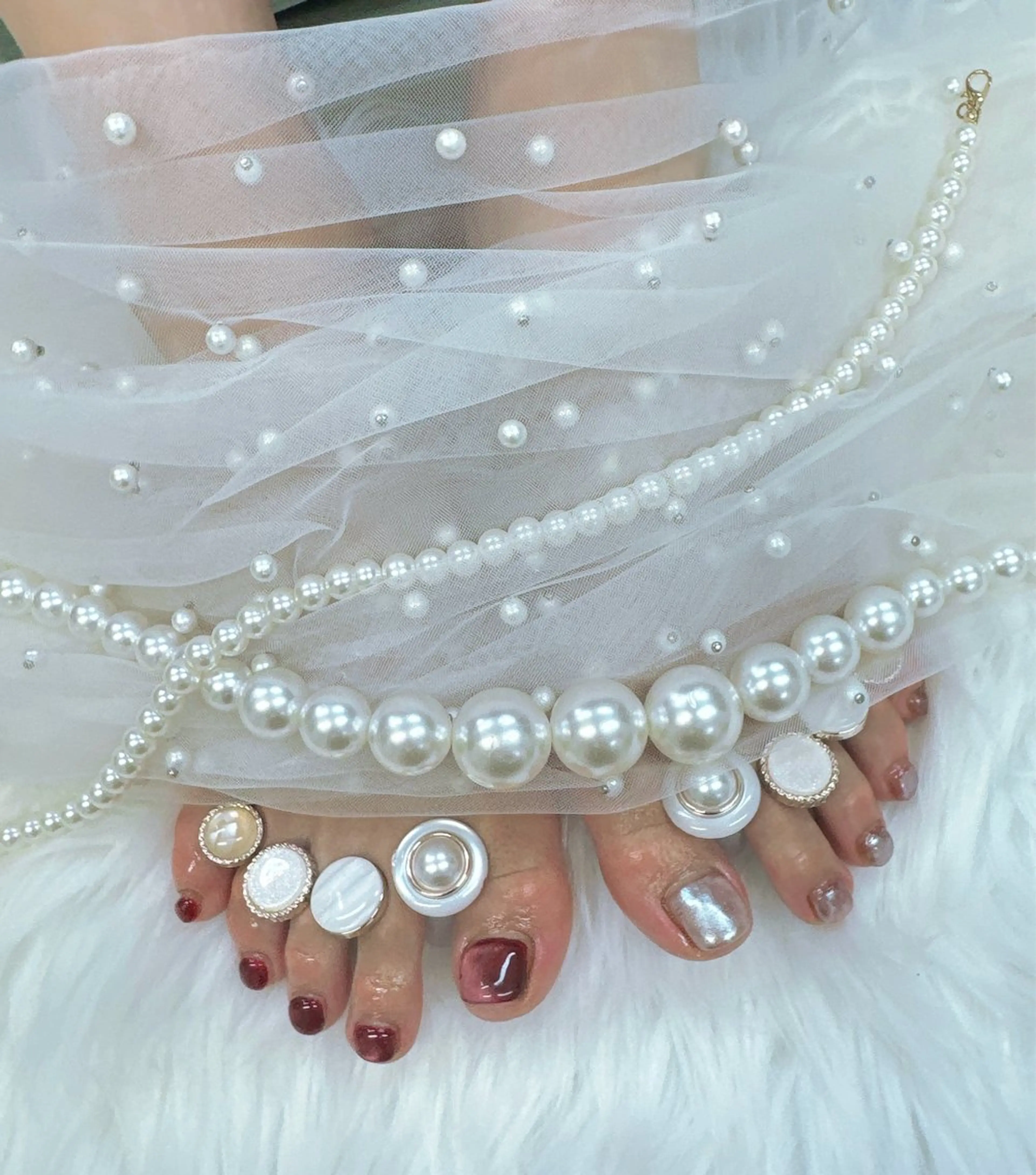 ネイル アートネイル フレンチネイル ジェルネイル ガラスフレンチ パラジェル Queeens nailのネイルデザイン