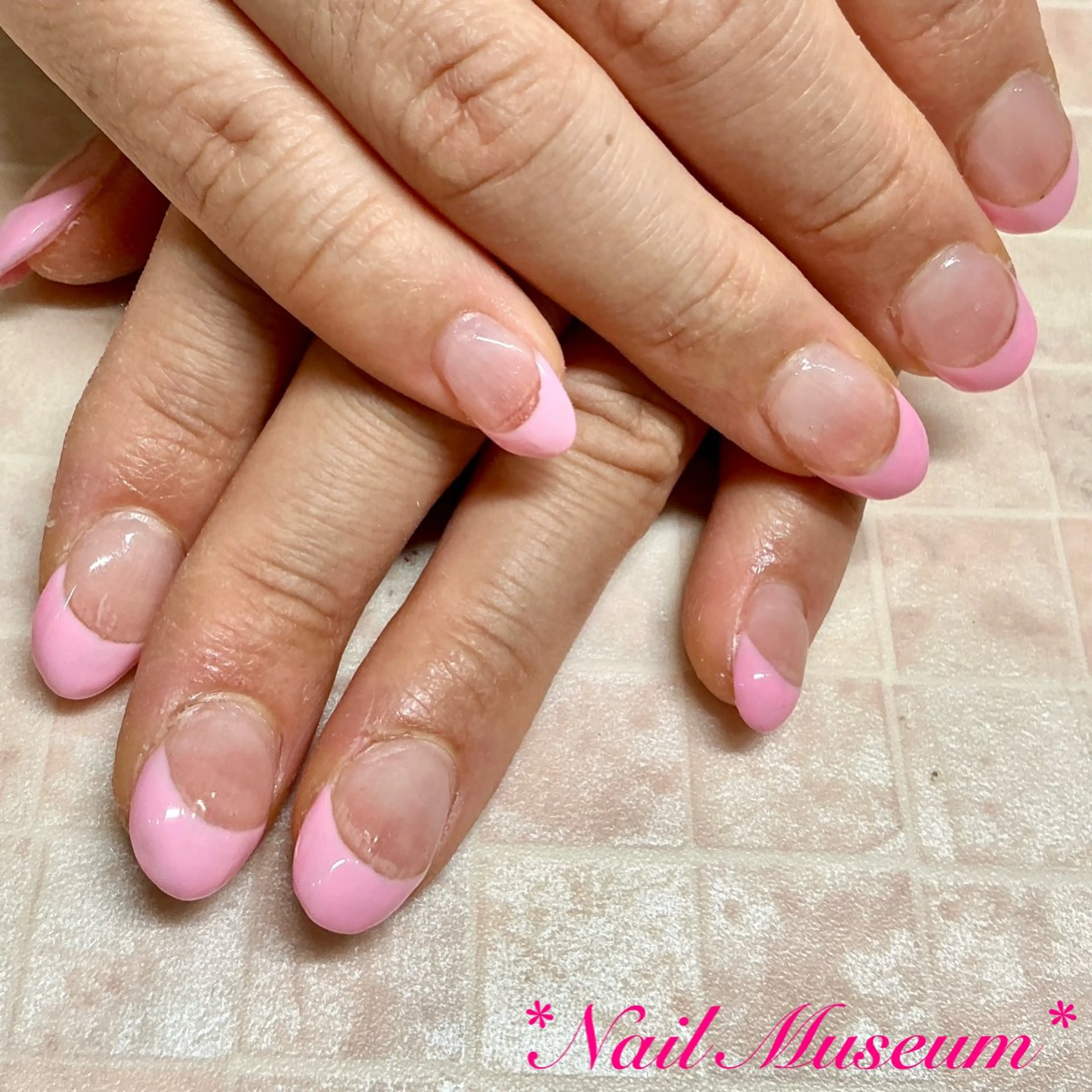 ネイル ブルー クリアネイル 長さ出し フレンチネイル ジェルネイル ハンドネイル nailmuseum KAMATARIのネイルデザイン
