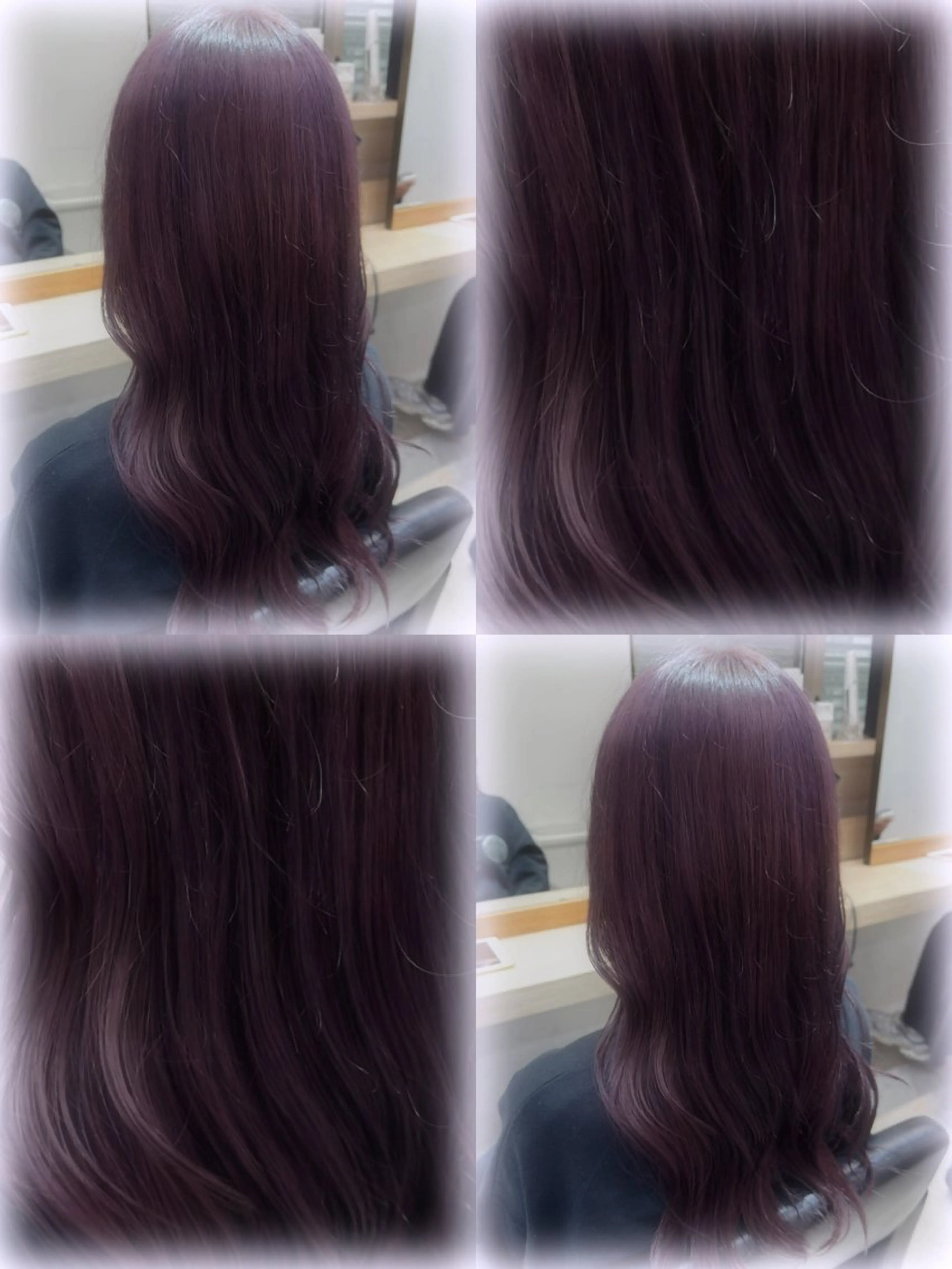 ロング ピンクラベンダー カット ヘアカラー トリートメント 🪽ラベンダーカラー 暗髪透明感🪽レイナのヘアスタイル